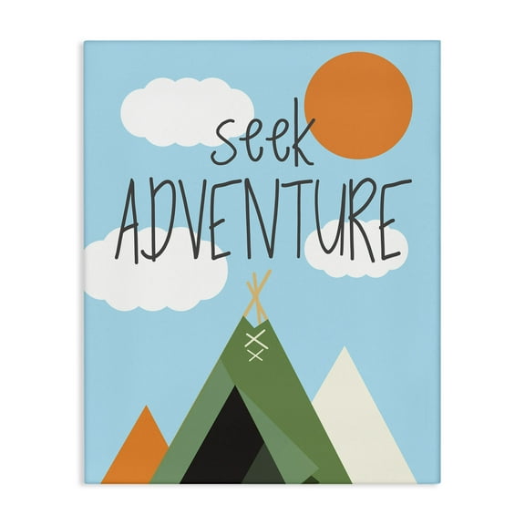 Stupell Industries Seek Adventure with Tent Text & Numbers Painting Wrapped Canvas Art Print Wall Art, 16 x 20