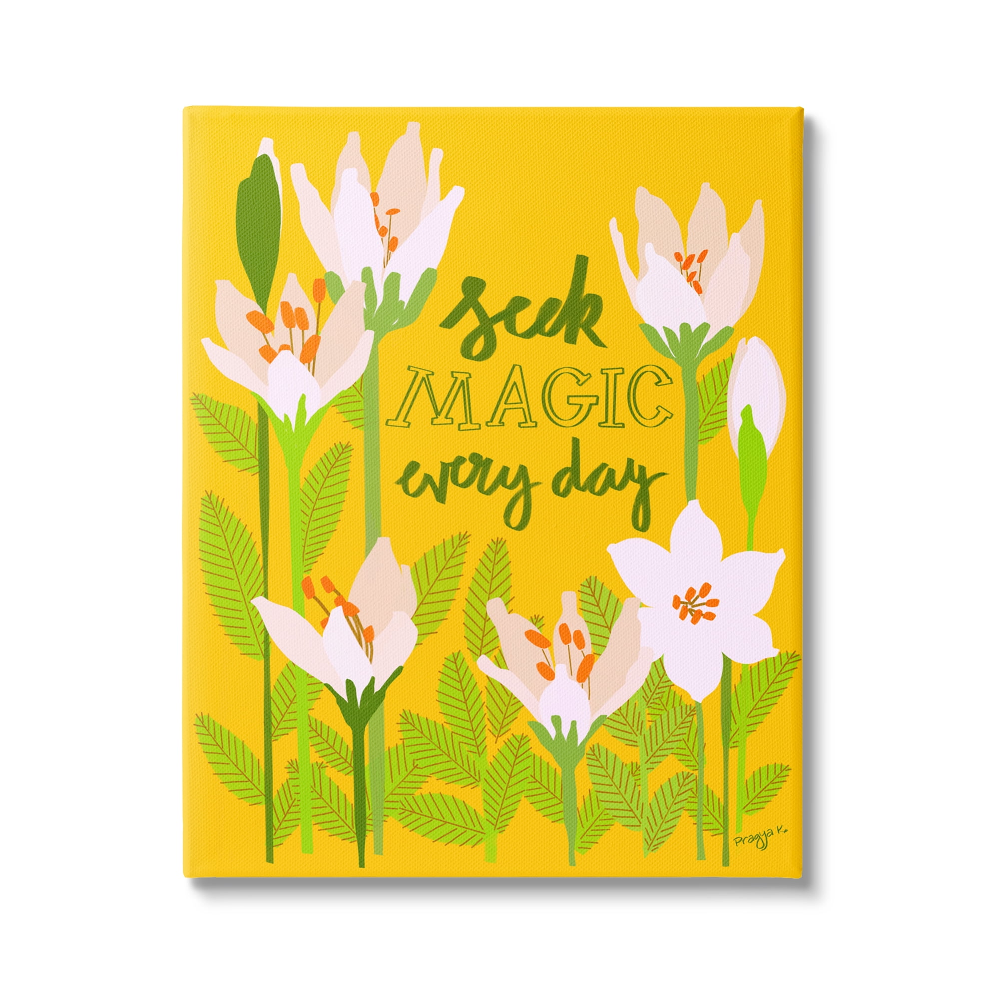 Stupell Industries Seek Magic Every Day Botanical & Floral Painting Gallery Wrapped Canvas Art Print Wall Art, 24 x 30