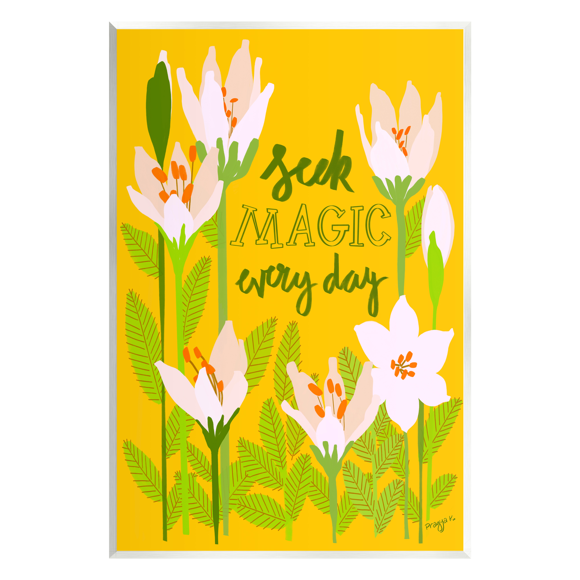 Stupell Industries Seek Magic Every Day Botanical & Floral Painting Unframed Art Print Wall Art, 13 x 19