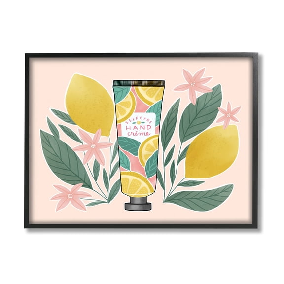 Stupell Industries Self Care Hand Creme Citrus Herbs Botanical & Floral Painting Black Framed Art Print Wall Art