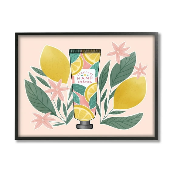 Stupell Industries Self Care Hand Creme Citrus Herbs Botanical & Floral Painting Black Framed Art Print Wall Art