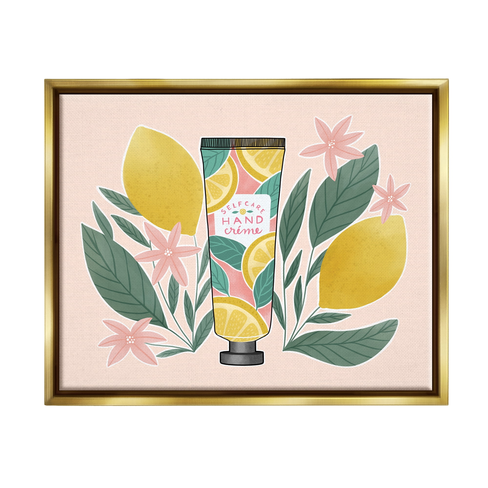 Stupell Industries Self Care Hand Creme Citrus Herbs Botanical & Floral Painting Gold Floater Framed Art Print Wall Art