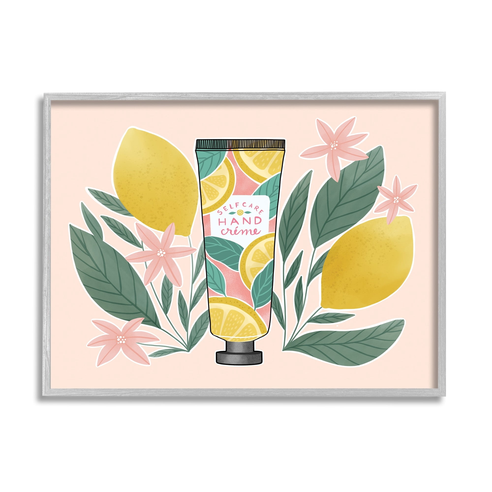 Stupell Industries Self Care Hand Creme Citrus Herbs Botanical & Floral Painting Gray Framed Art Print Wall Art