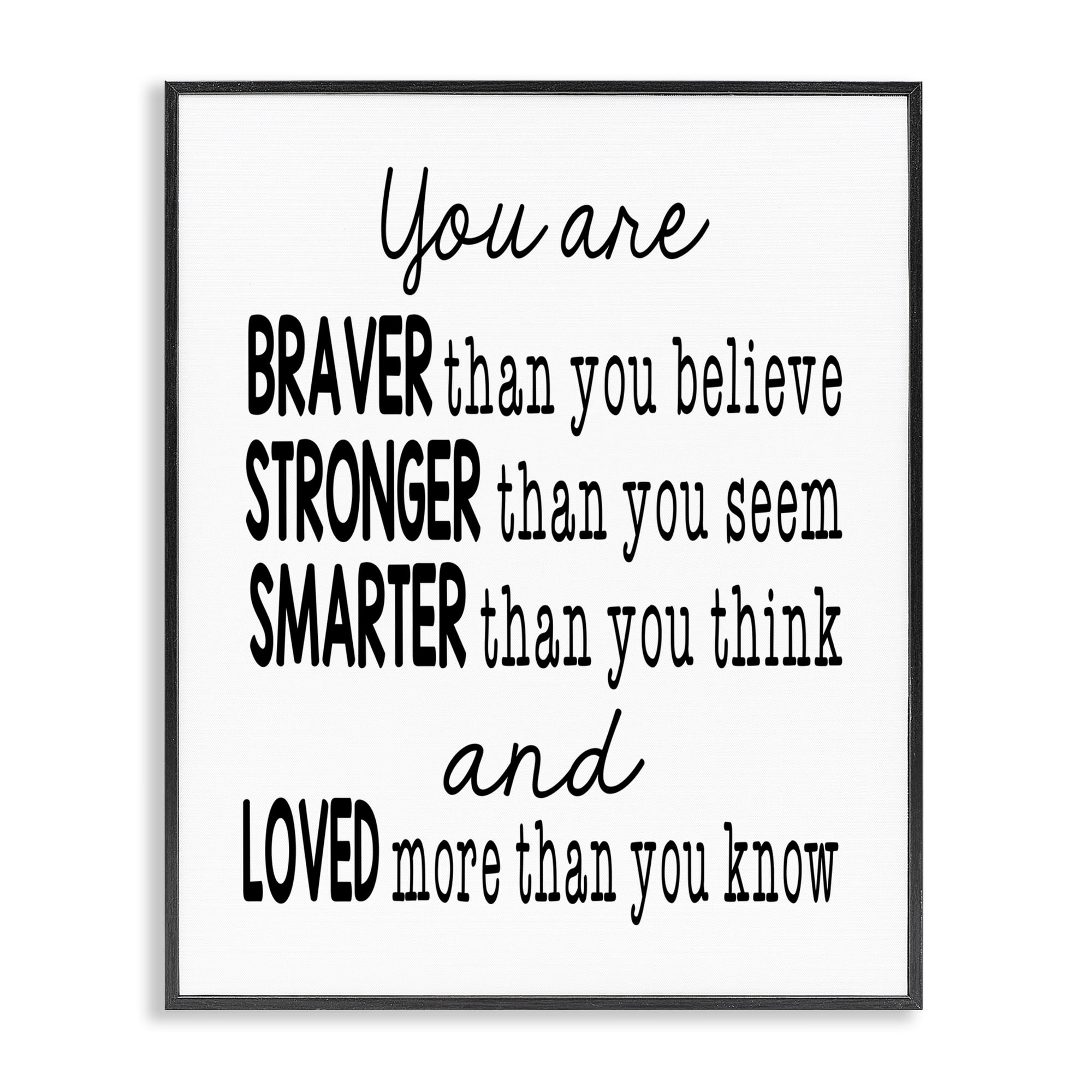 Stupell Industries Self Confidence Mementos Text & Numbers Painting Black Framed Art Print Wall Art, 24 x 30