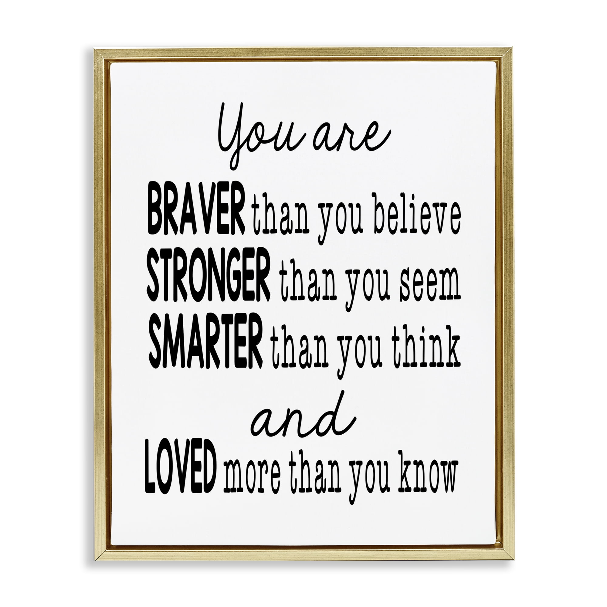Stupell Industries Self Confidence Mementos Text & Numbers Painting Gold Floater Framed Canvas Art Print Wall Art, 25 x 31