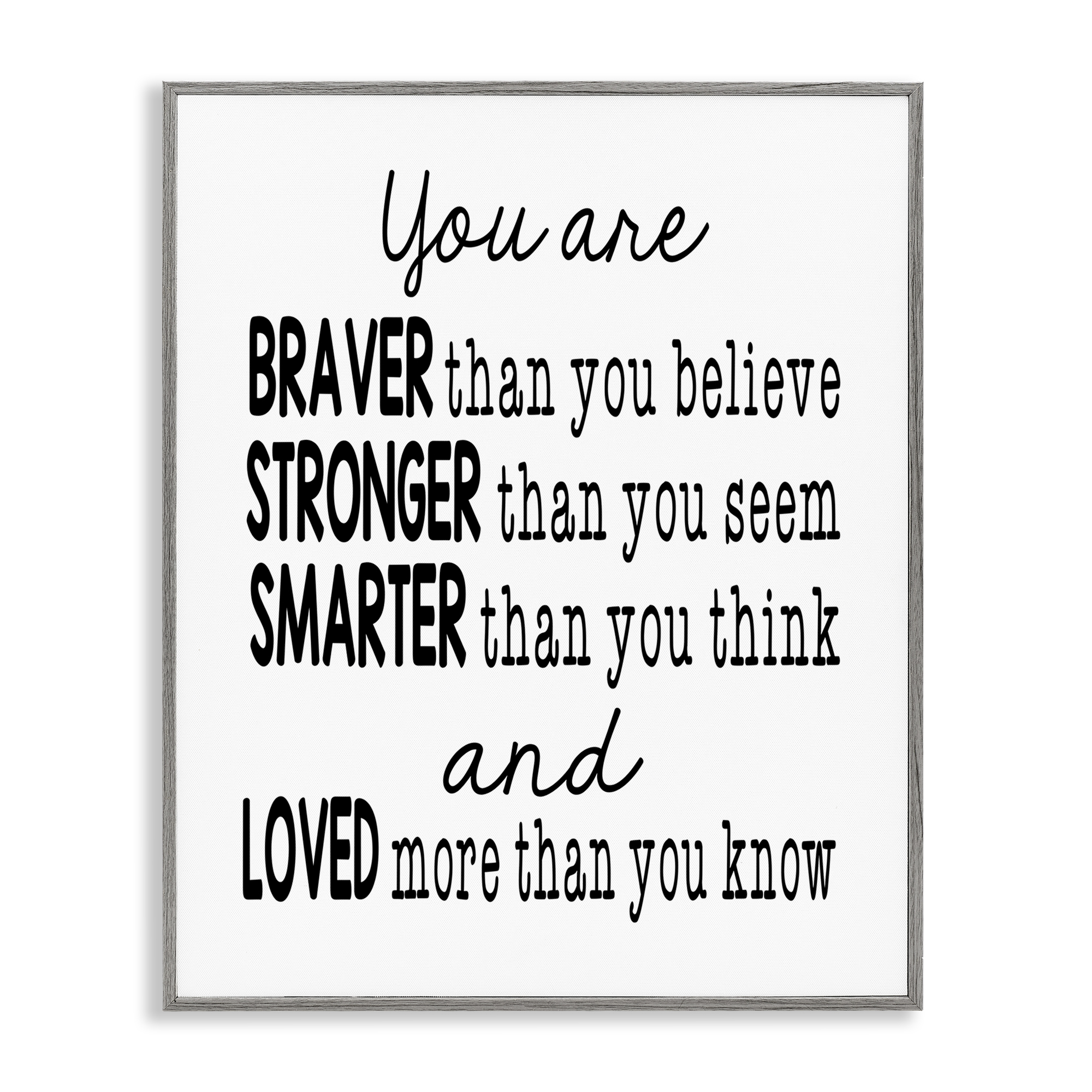 Stupell Industries Self Confidence Mementos Text & Numbers Painting Gray Framed Art Print Wall Art, 16 x 20