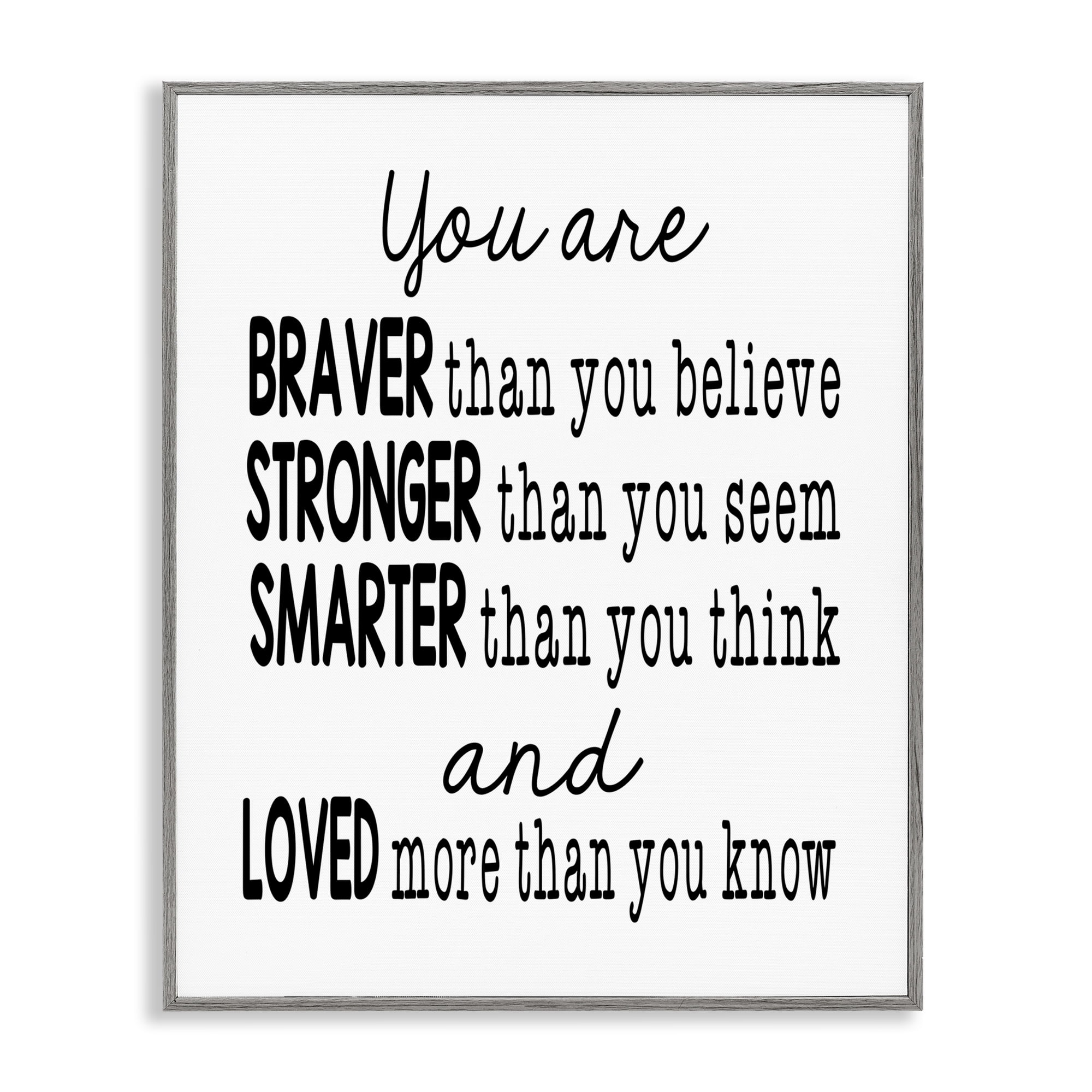 Stupell Industries Self Confidence Mementos Text & Numbers Painting Gray Framed Art Print Wall Art, 24 x 30