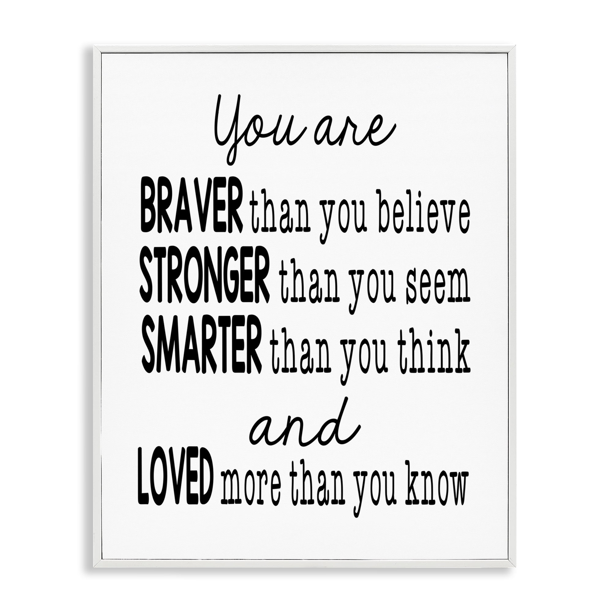 Stupell Industries Self Confidence Mementos Text & Numbers Painting White Framed Art Print Wall Art, 16 x 20