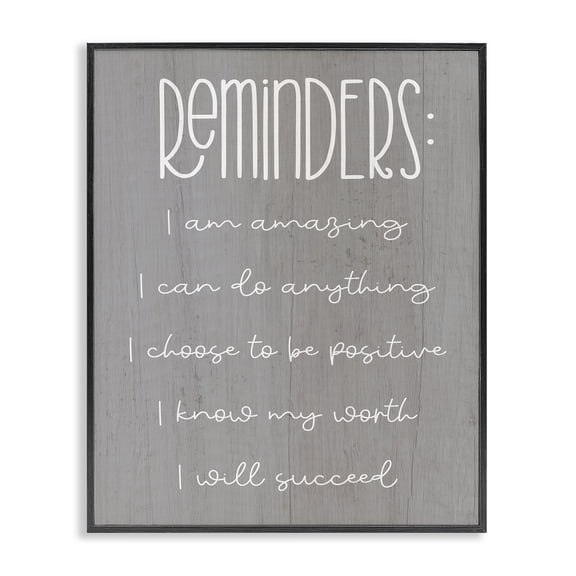 Stupell Industries Self Confidence Reminders Text & Numbers Painting Black Framed Art Print Wall Art, 16 x 20