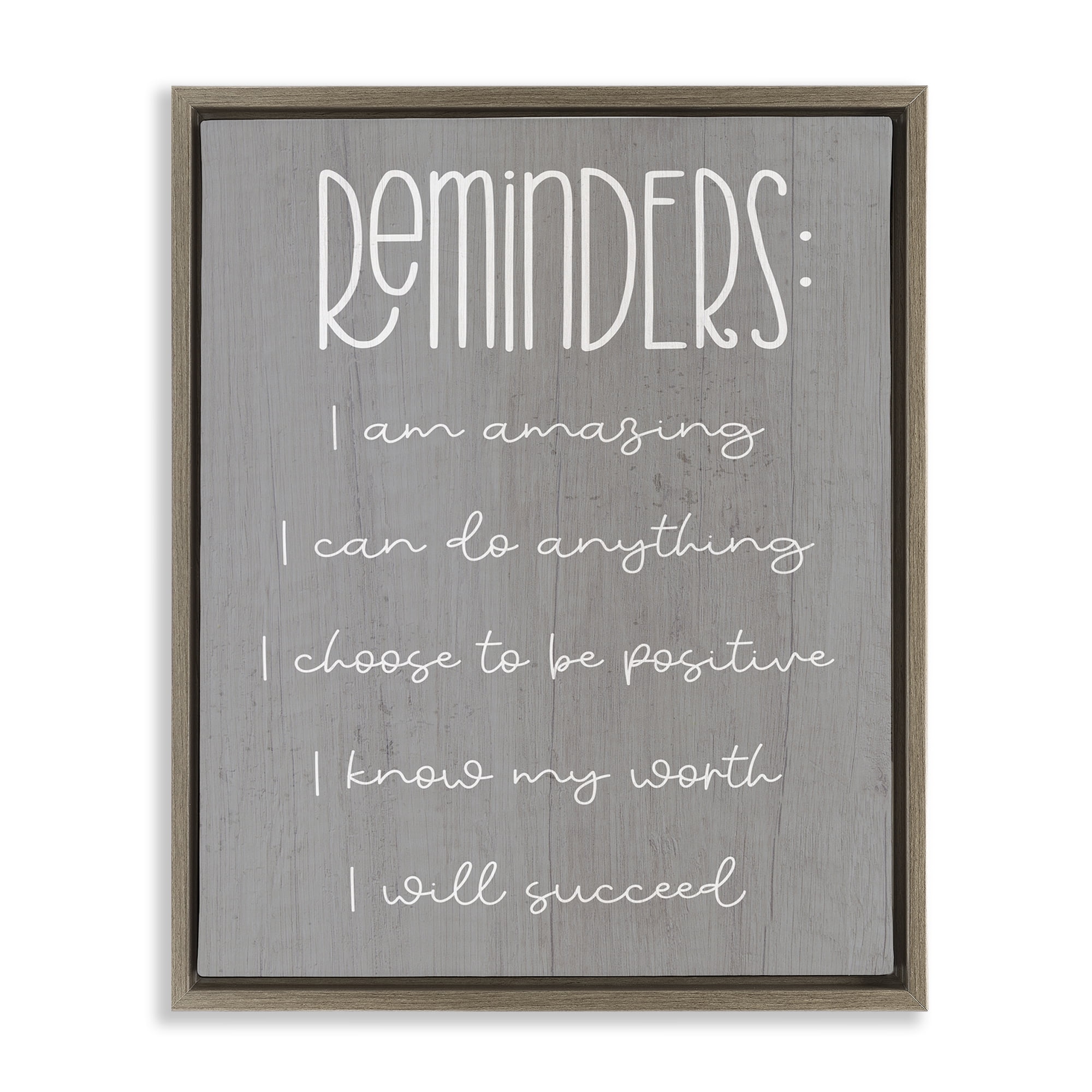 Stupell Industries Self Confidence Reminders Text & Numbers Painting Brown Floater Framed Canvas Art Print Wall Art, 25 x 31