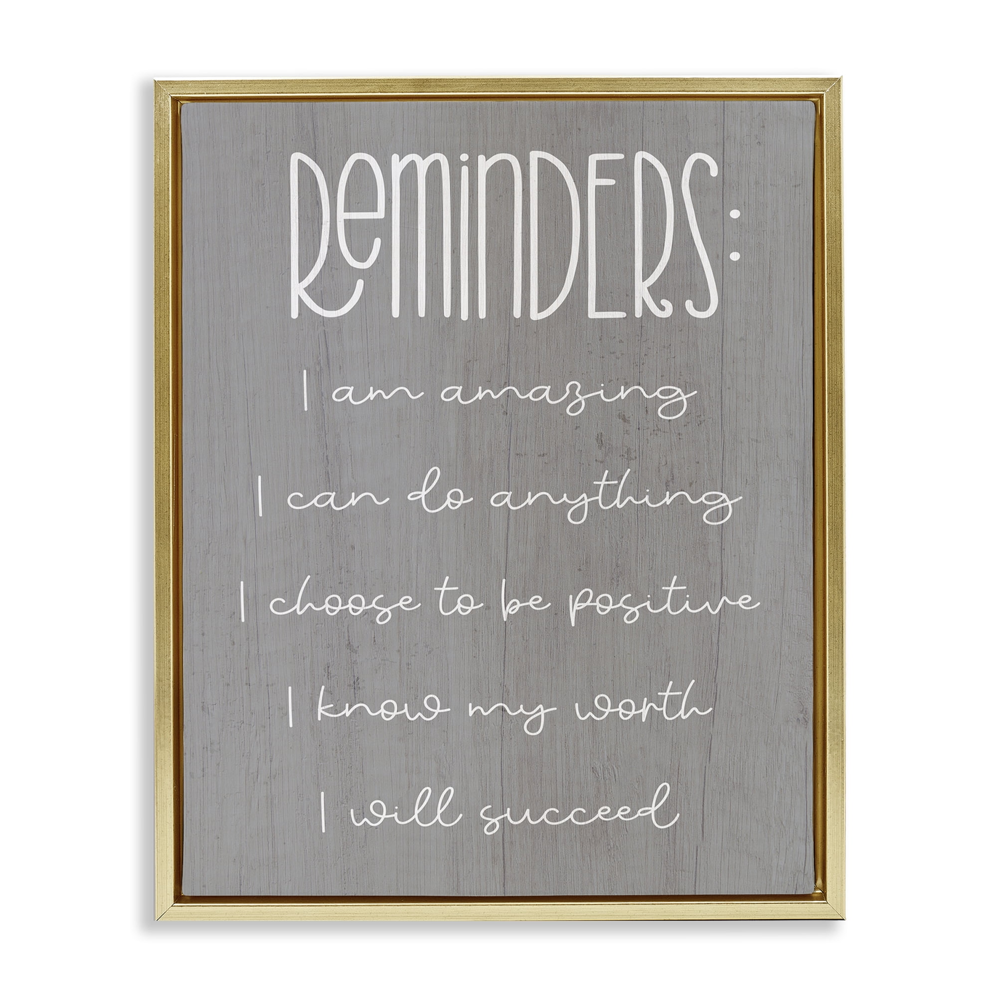 Stupell Industries Self Confidence Reminders Text & Numbers Painting Gold Floater Framed Canvas Art Print Wall Art, 17 x 21