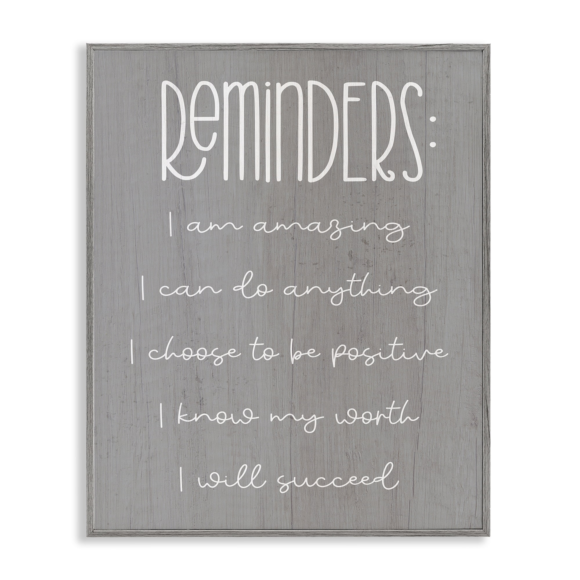 Stupell Industries Self Confidence Reminders Text & Numbers Painting Gray Framed Art Print Wall Art, 24 x 30