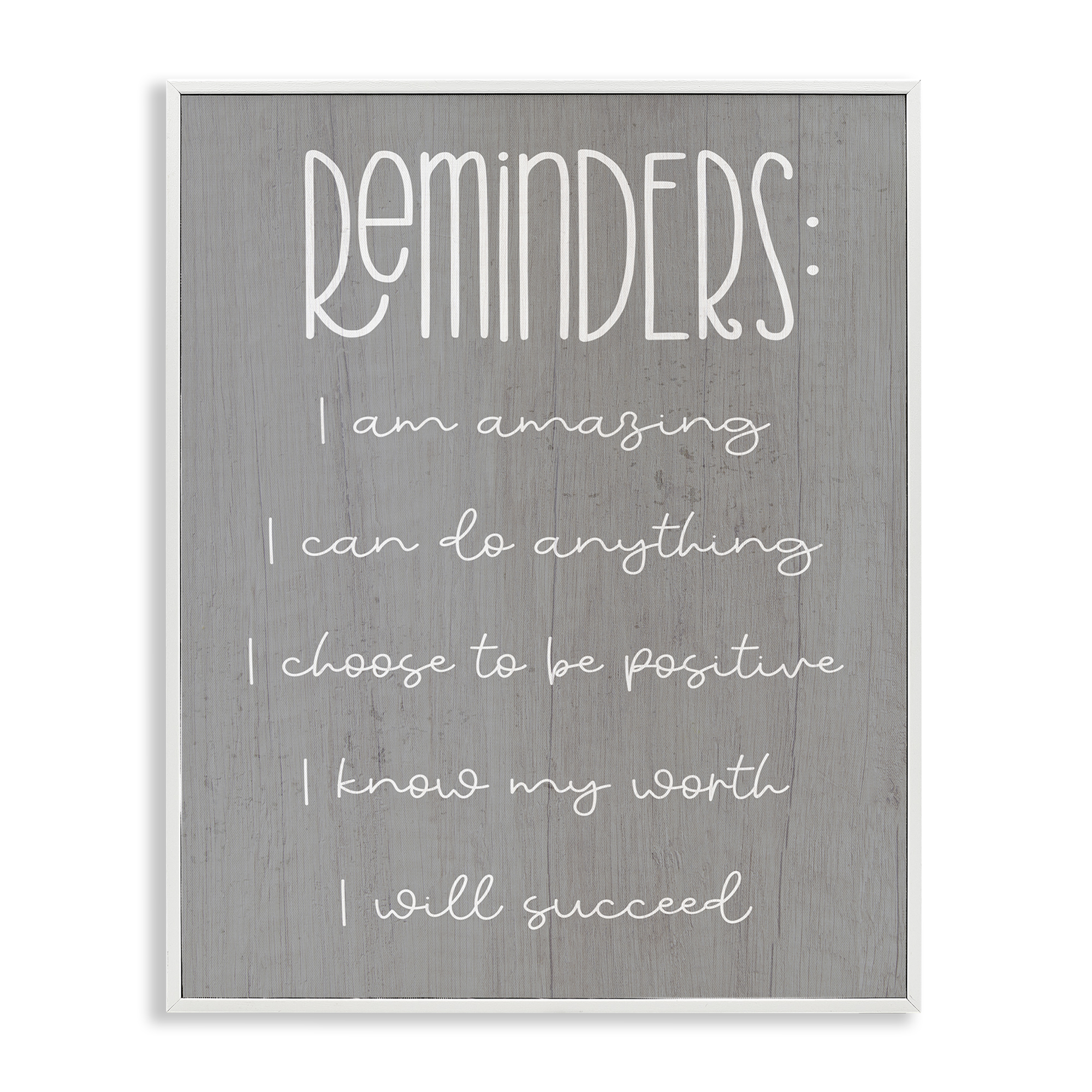 Stupell Industries Self Confidence Reminders Text & Numbers Painting White Framed Art Print Wall Art, 16 x 20