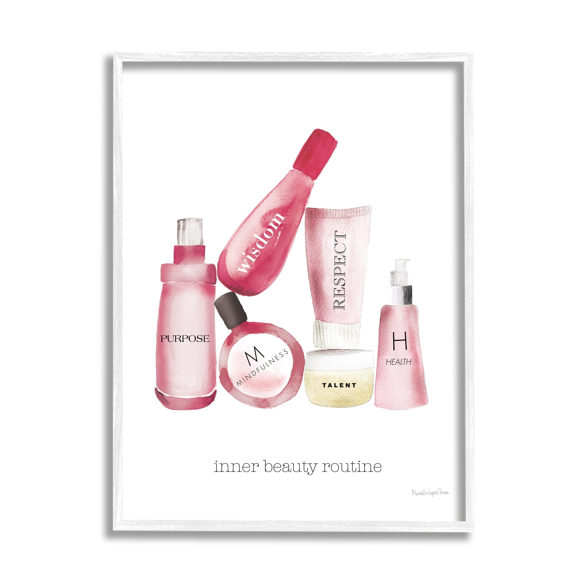 Stupell Industries Self-Esteem Motivational Phrases Fashion Cosmetics Inner Beauty Quote, 11 x 14, Design by Mercedes Lopez Charro