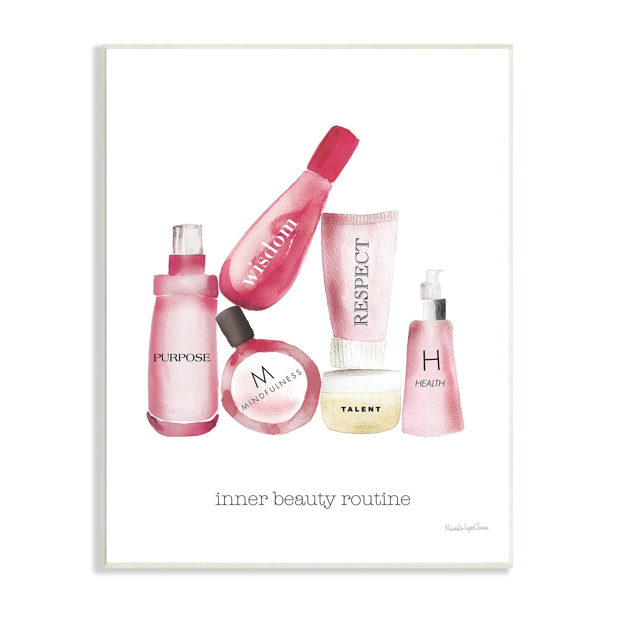 Stupell Industries Self-Esteem Motivational Phrases Fashion Cosmetics Inner Beauty Quote, 13 x 19, Design by Mercedes Lopez Charro