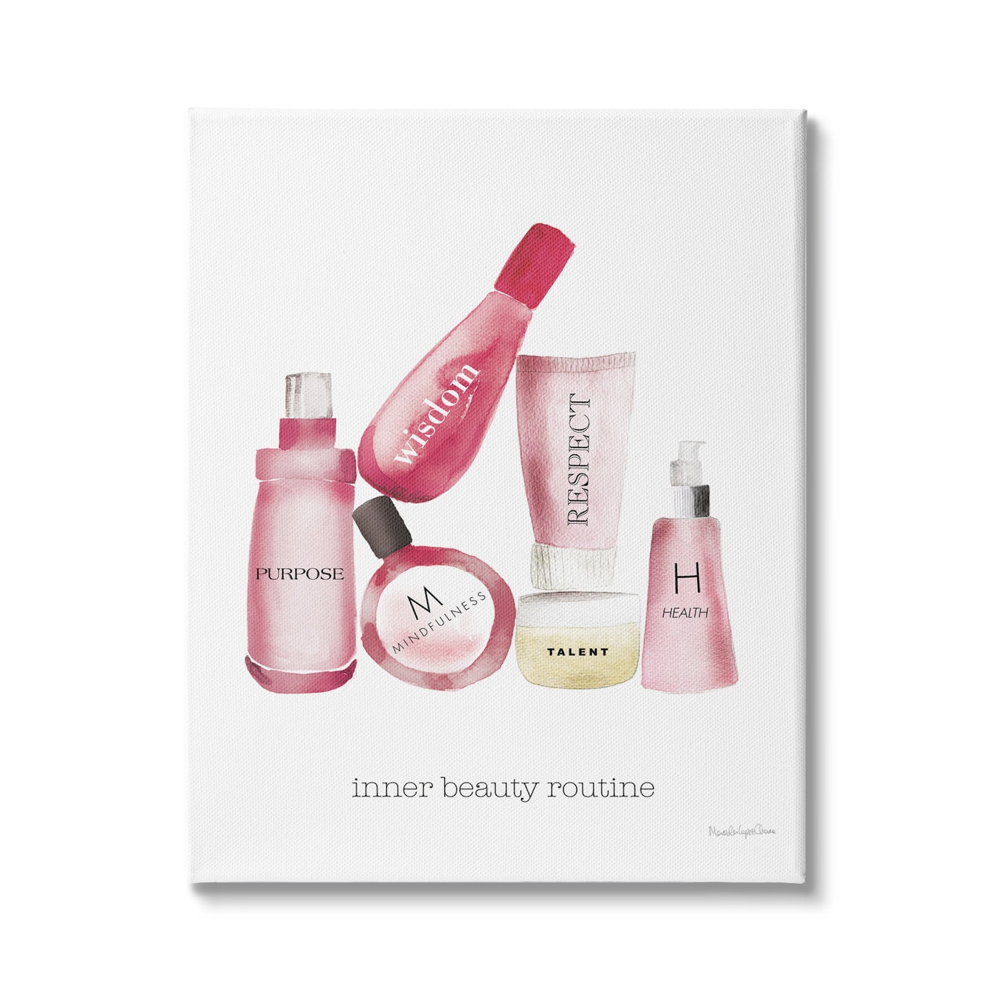 Stupell Industries Self-Esteem Motivational Phrases Fashion Cosmetics Inner Beauty Quote, 36 x 48, Design by Mercedes Lopez Charro
