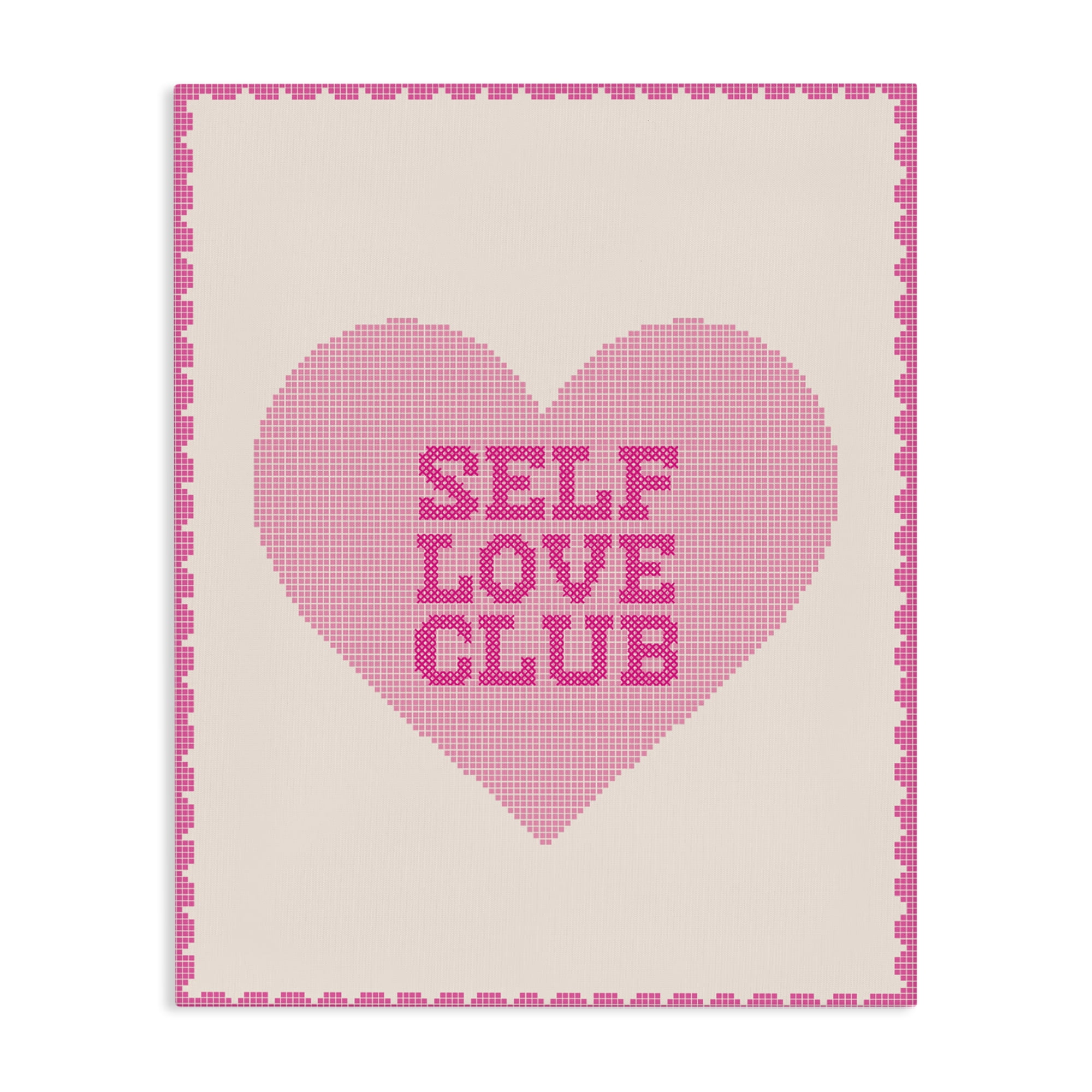 Stupell Industries Self Love Club Pixel Heart Canvas Wall Art, design by Lil' Rue