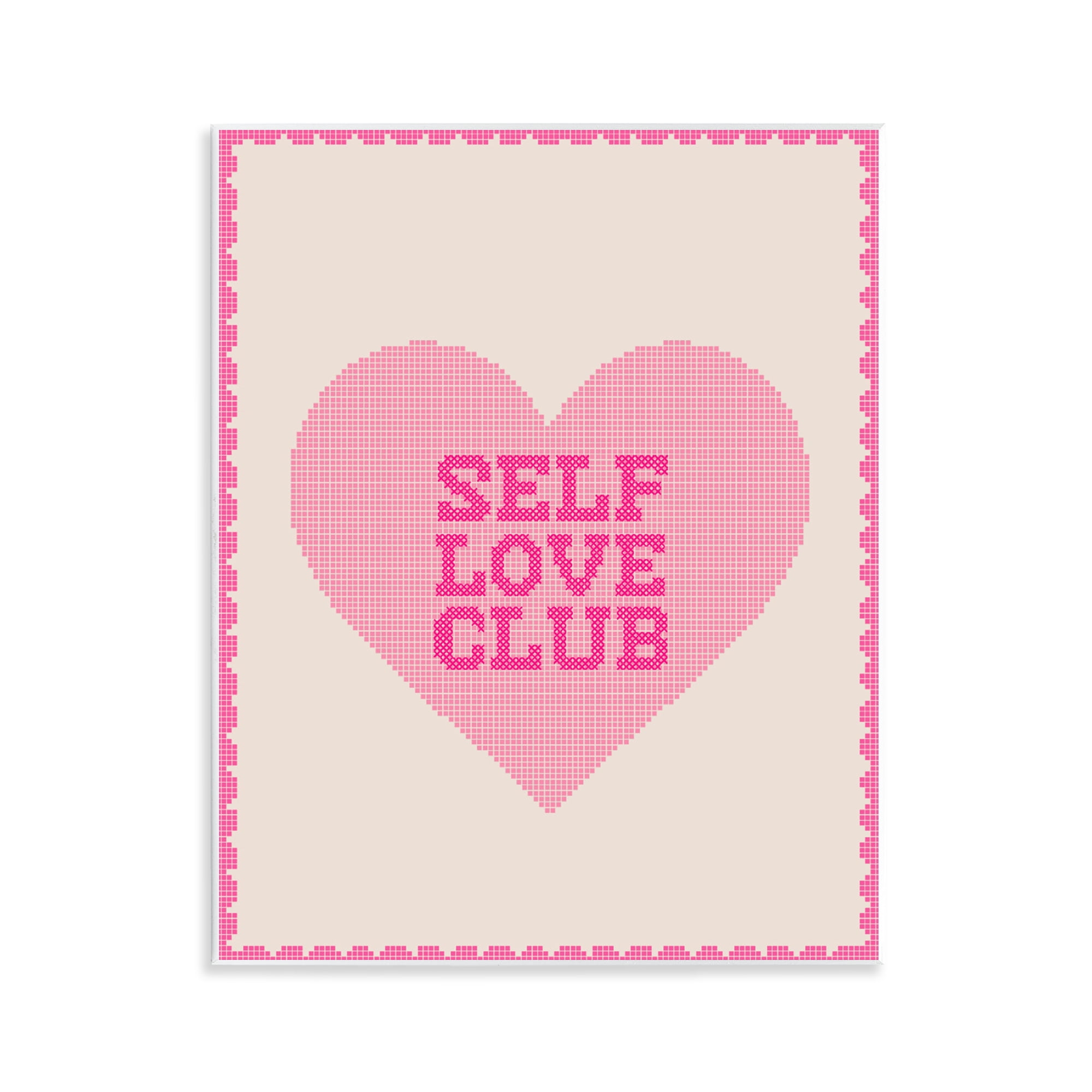 Stupell Industries Self Love Club Pixel Heart Wall Plaque Art, design by Lil' Rue