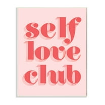Stupell Industries Self Love Club Quote Bold Pink Red Text Color Pop Graphic Art Unframed Art Print Wall Art, 13x19, by Daphne Polselli
