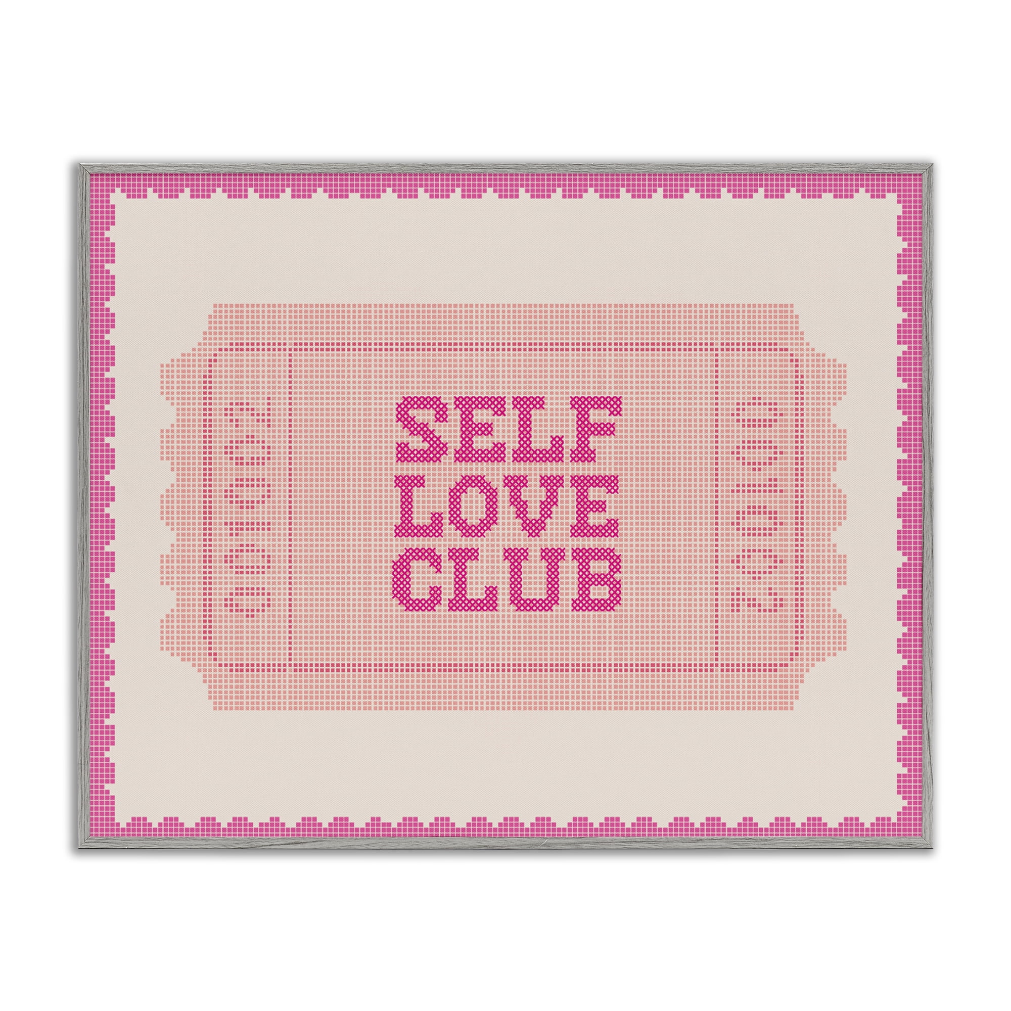 Stupell Industries Self Love Club Retro Ticket Gray Framed Giclee Art, design by Lil' Rue