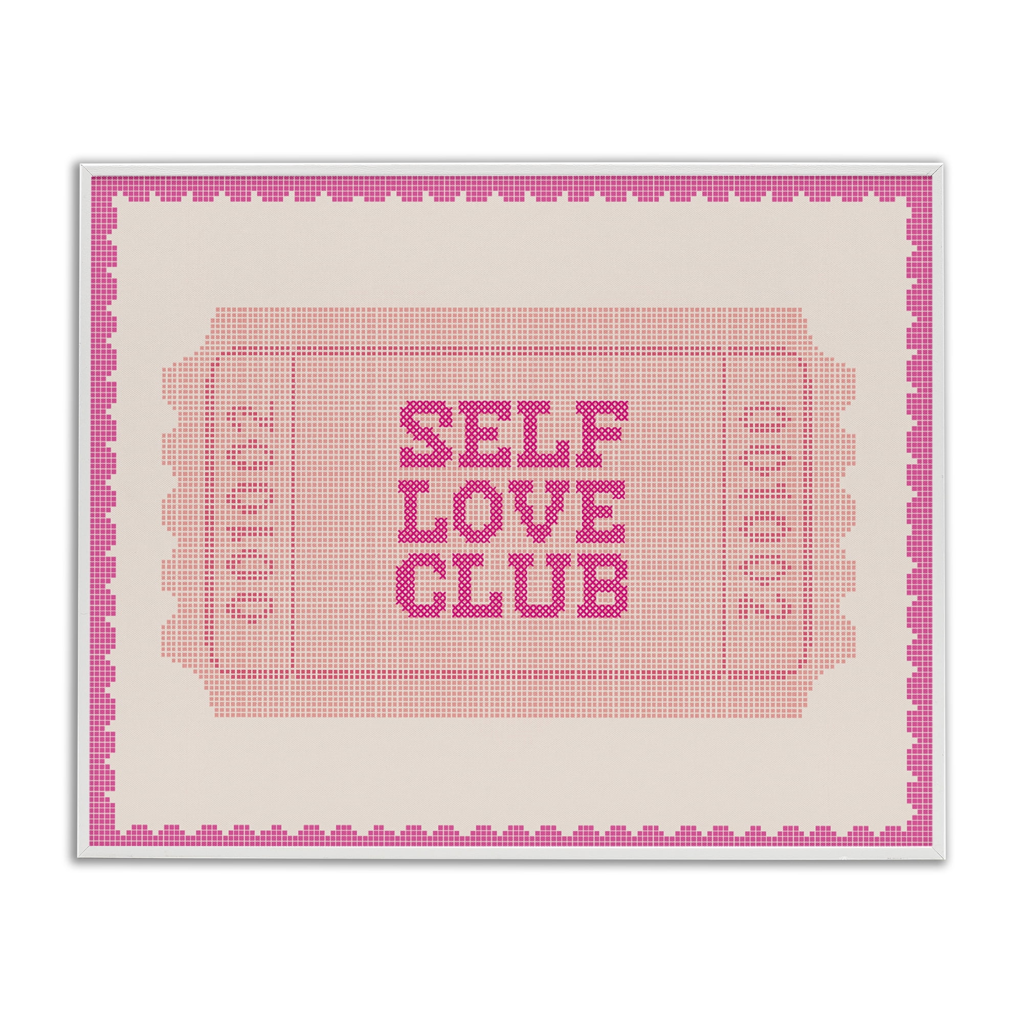 Stupell Industries Self Love Club Retro Ticket White Framed Giclee Art, design by Lil' Rue