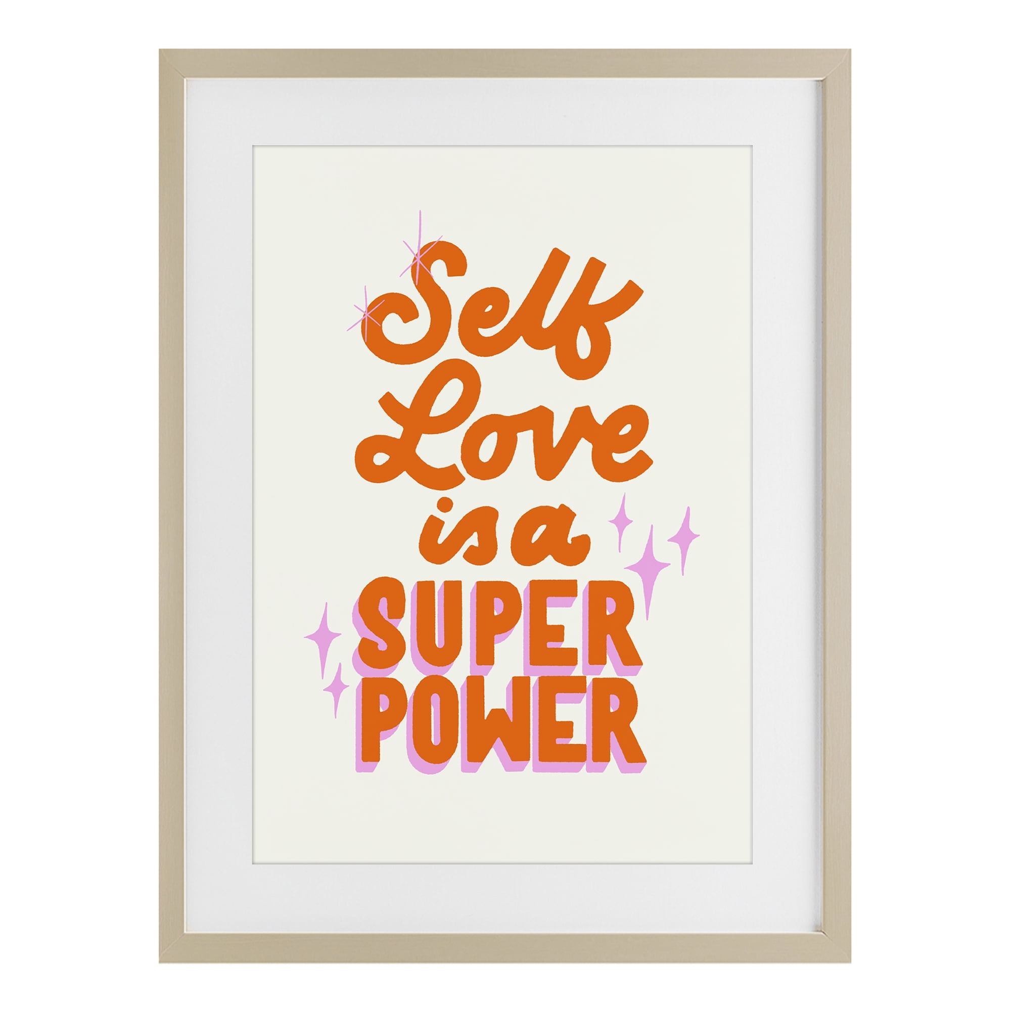 Stupell Industries Self Love Is Superpower Birch Framed Print Under Glass, design by Indira Prieto | IndySign
