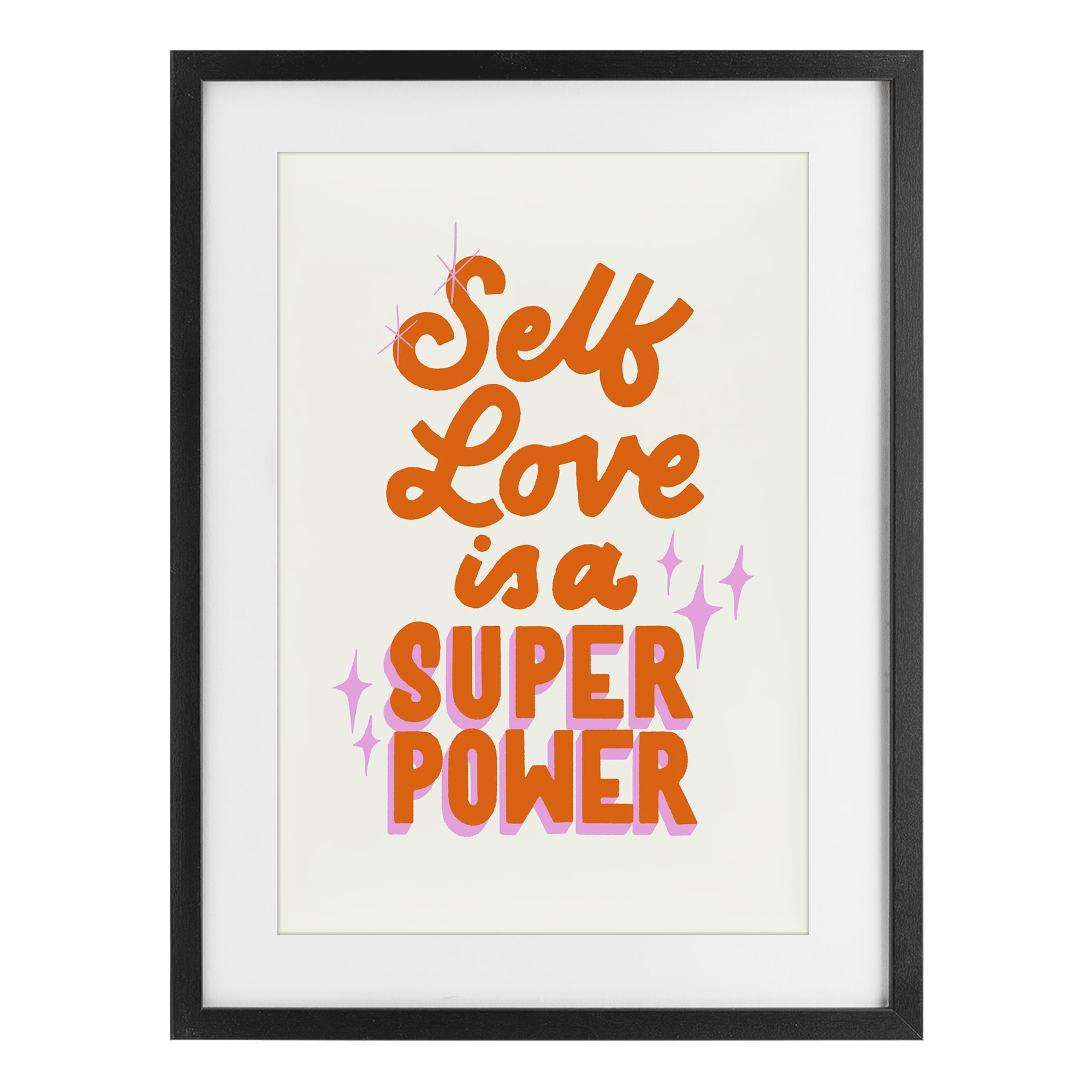Stupell Industries Self Love Is Superpower Black Framed Print Under Glass, design by Indira Prieto | IndySign