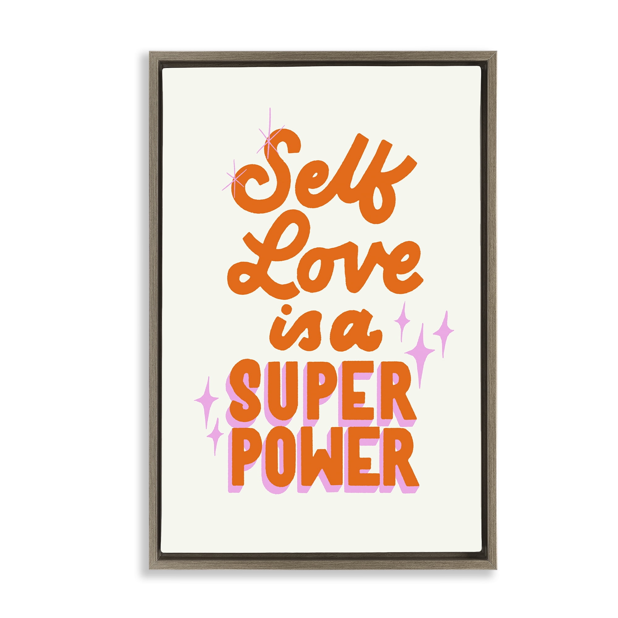 Stupell Industries Self Love Is Superpower Brown Framed Floater Canvas Wall Art, design by Indira Prieto | IndySign