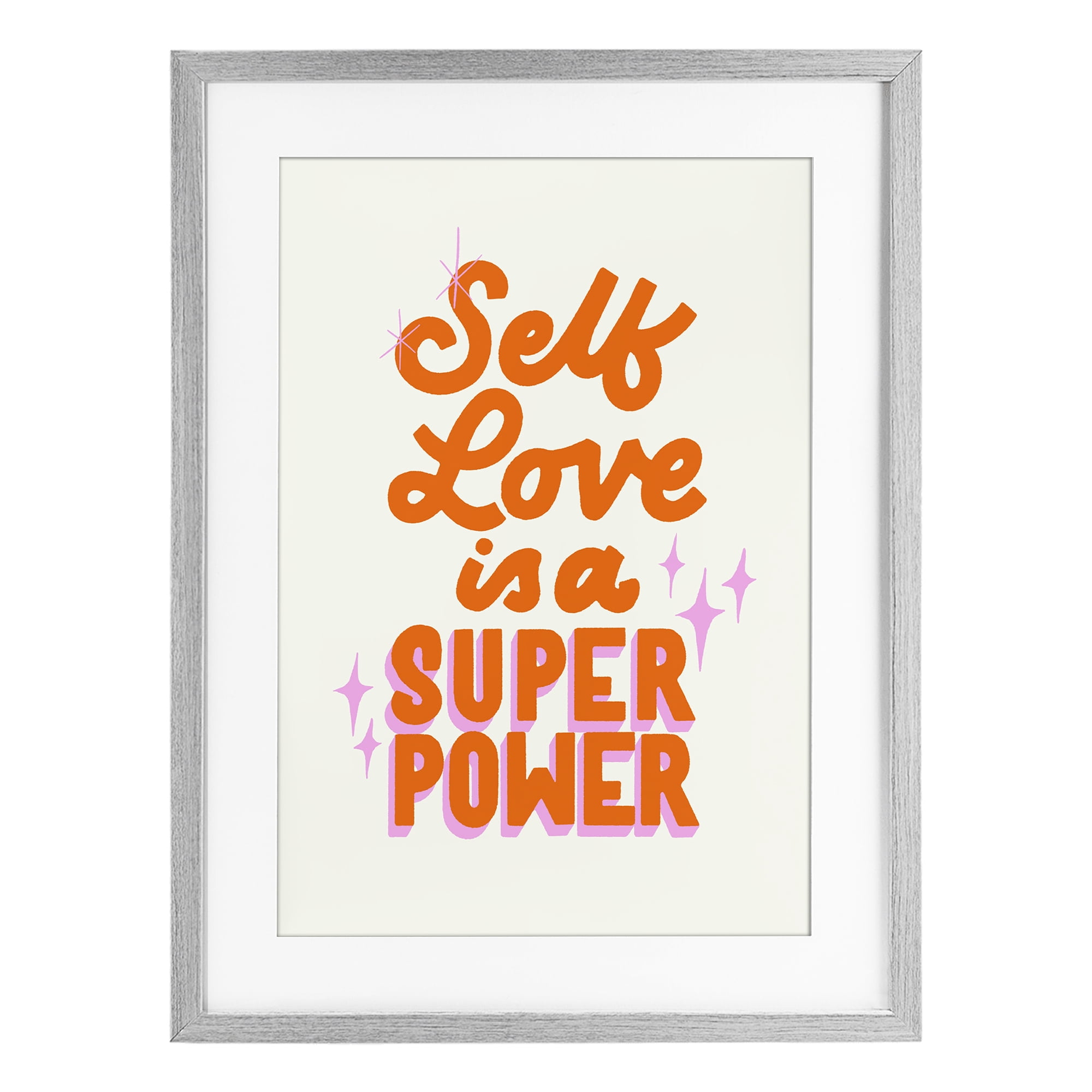Stupell Industries Self Love Is Superpower Gray Framed Print Under Glass, design by Indira Prieto | IndySign