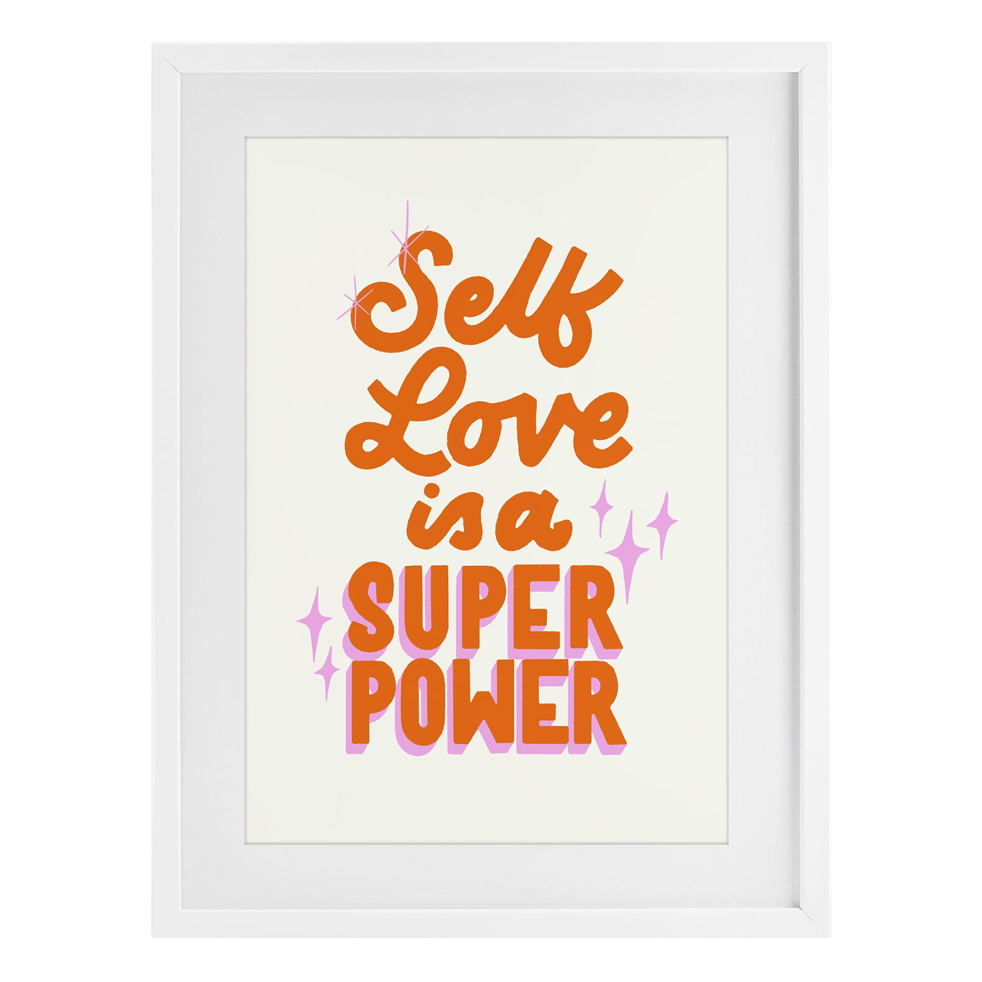 Stupell Industries Self Love Is Superpower White Framed Print Under Glass, design by Indira Prieto | IndySign