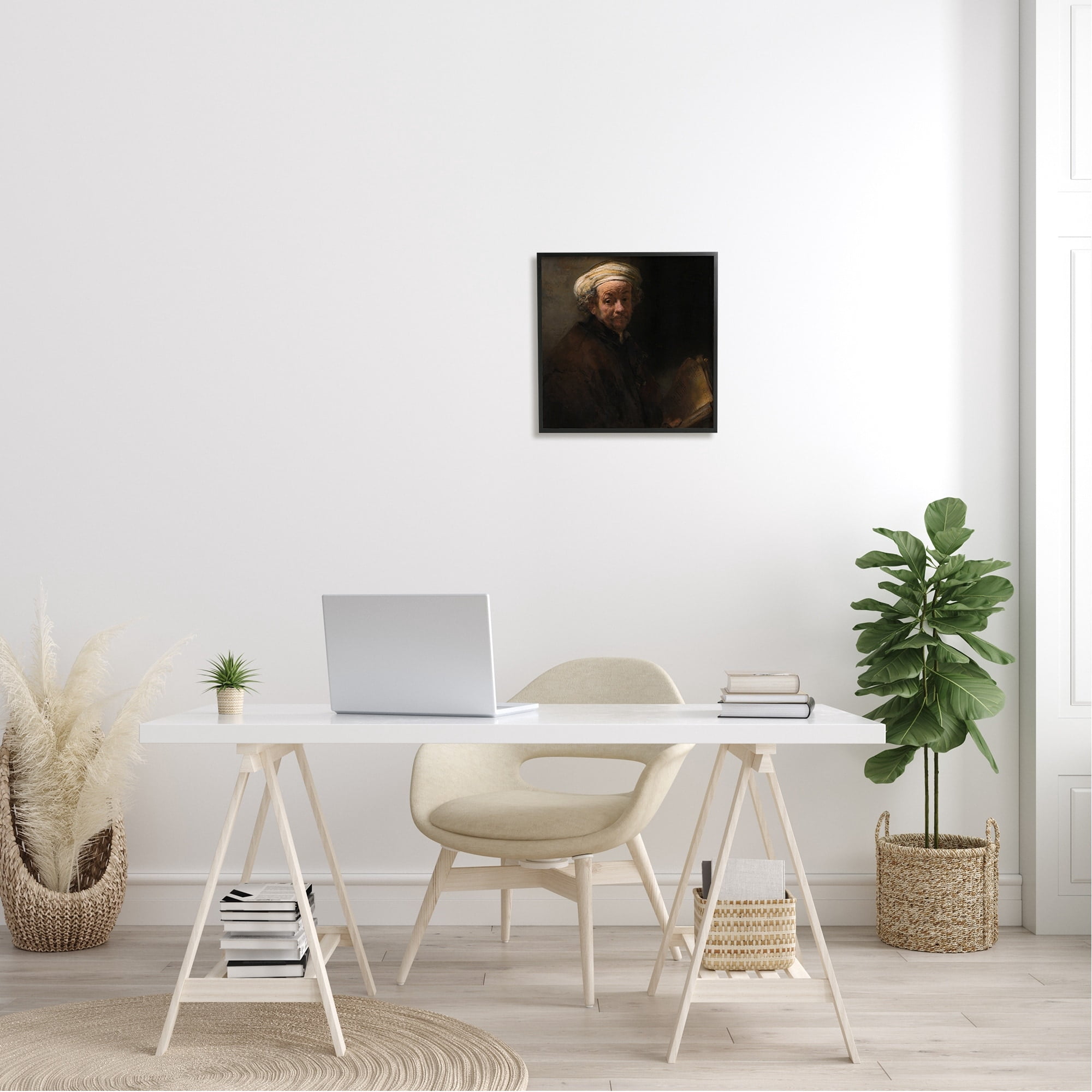 Stupell Industries Self Portrait as the Apostle Paul Classic Rembrandt Painting Painting Black Framed Art Print Wall Art, Design by one1000paintings
