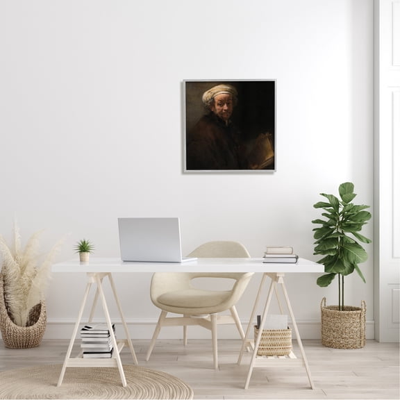 Stupell Industries Self Portrait as the Apostle Paul Classic Rembrandt Painting Painting Gray Framed Art Print Wall Art, Design by one1000paintings