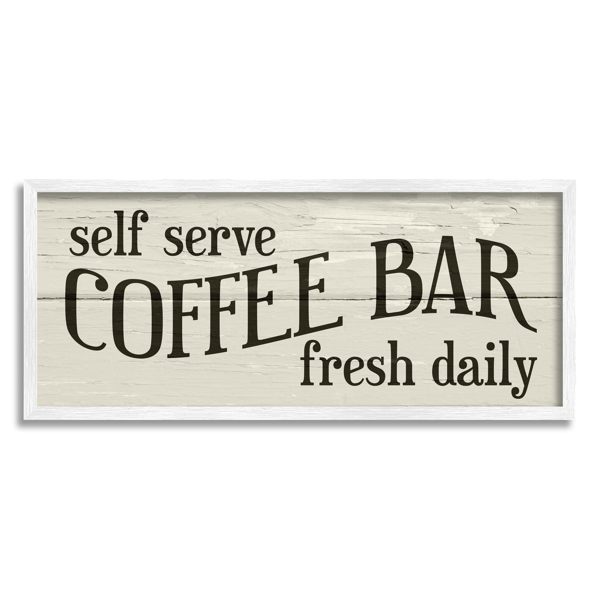 Stupell Industries Self Serve Coffee Bar Sign Rustic Plank Pattern, 24 x 10, Design by Daphne Polselli