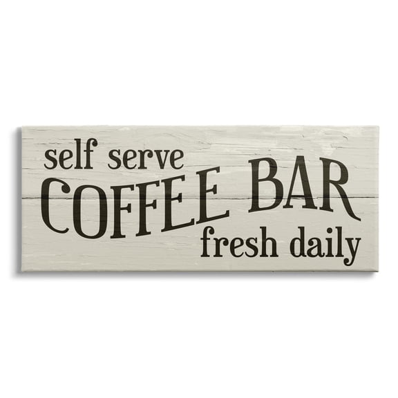 Stupell Industries Self Serve Coffee Bar Sign Rustic Plank Pattern, 24 x 10, Design by Daphne Polselli