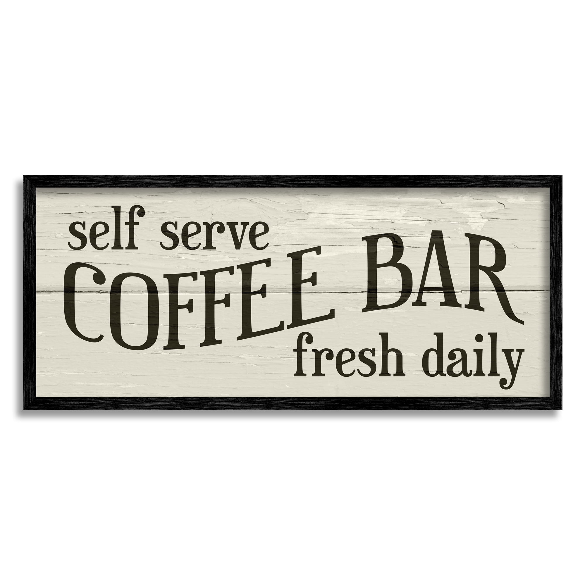 Stupell Industries Self Serve Coffee Bar Sign Rustic Plank Pattern, 30 x 13, Design by Daphne Polselli