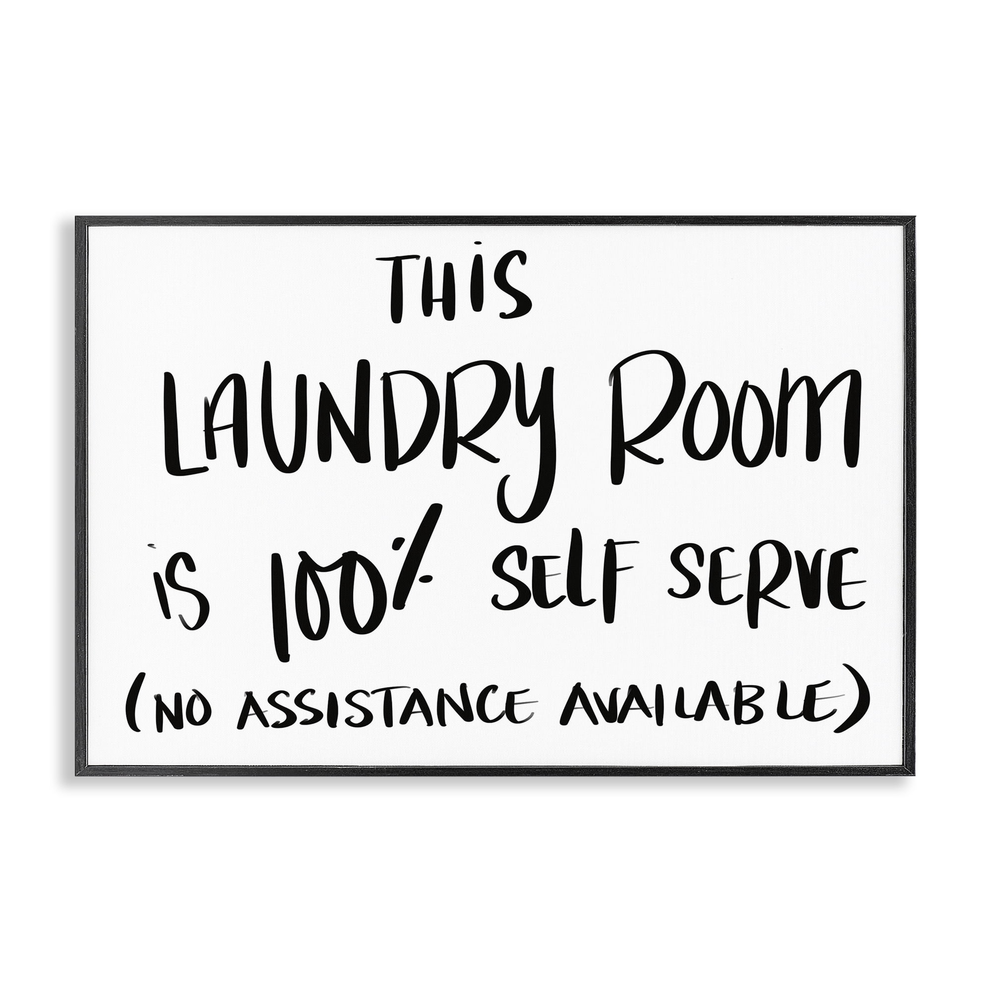 Stupell Industries Self Serve Laundry No Assistance Black Framed Giclee Art, design by SD Graphics Studio