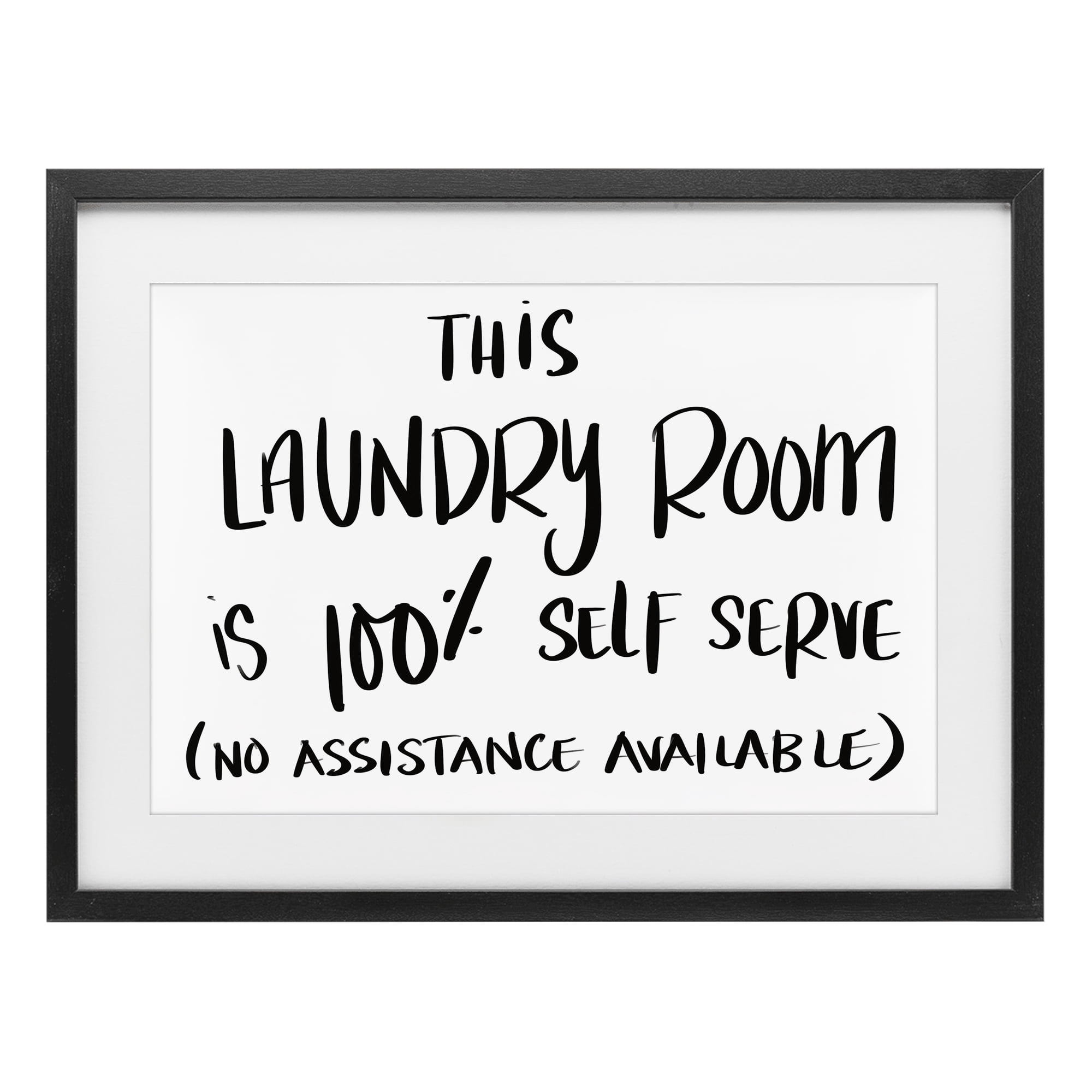 Stupell Industries Self Serve Laundry No Assistance Black Framed Print Under Glass, design by SD Graphics Studio
