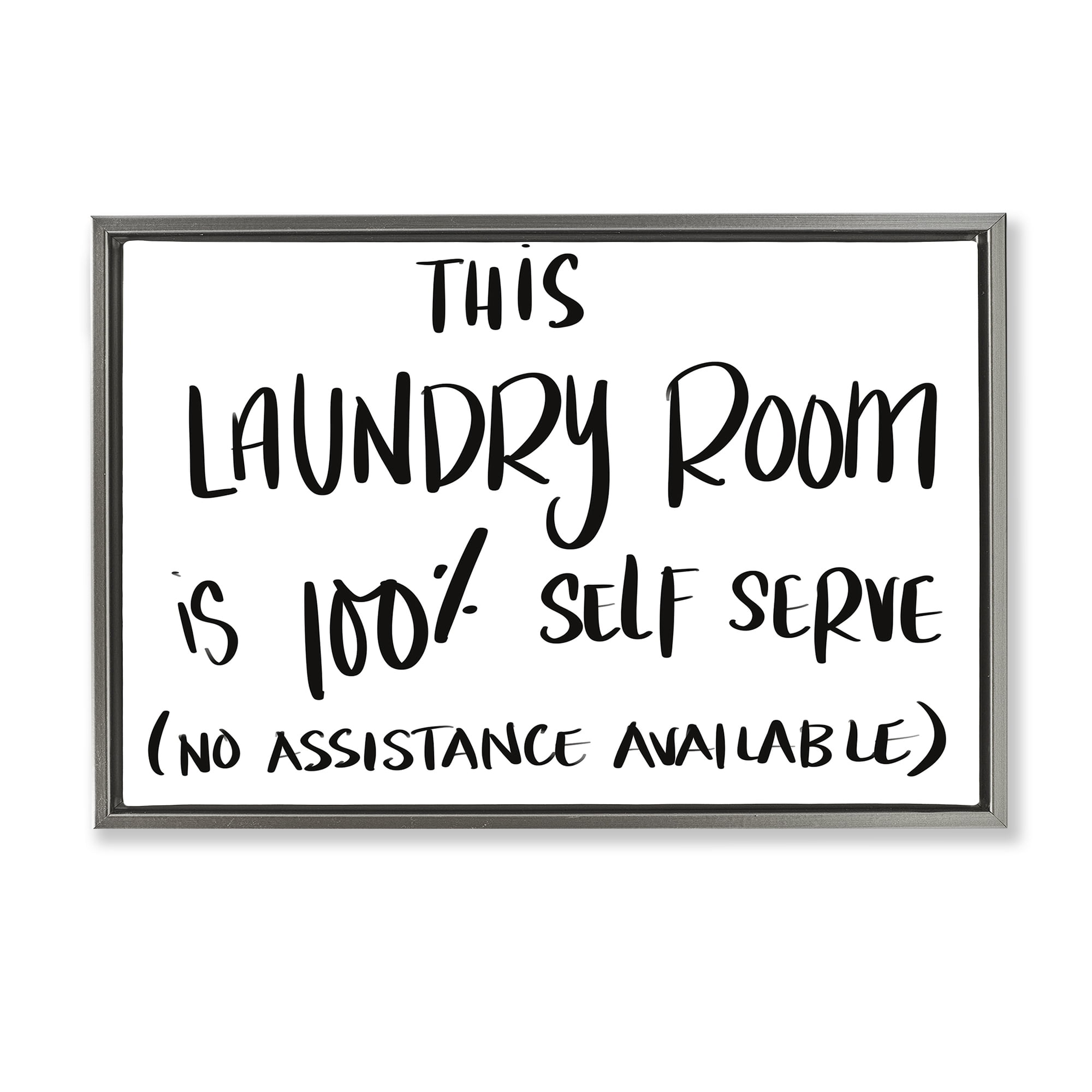 Stupell Industries Self Serve Laundry No Assistance Gray Framed Floater Canvas Wall Art, design by SD Graphics Studio
