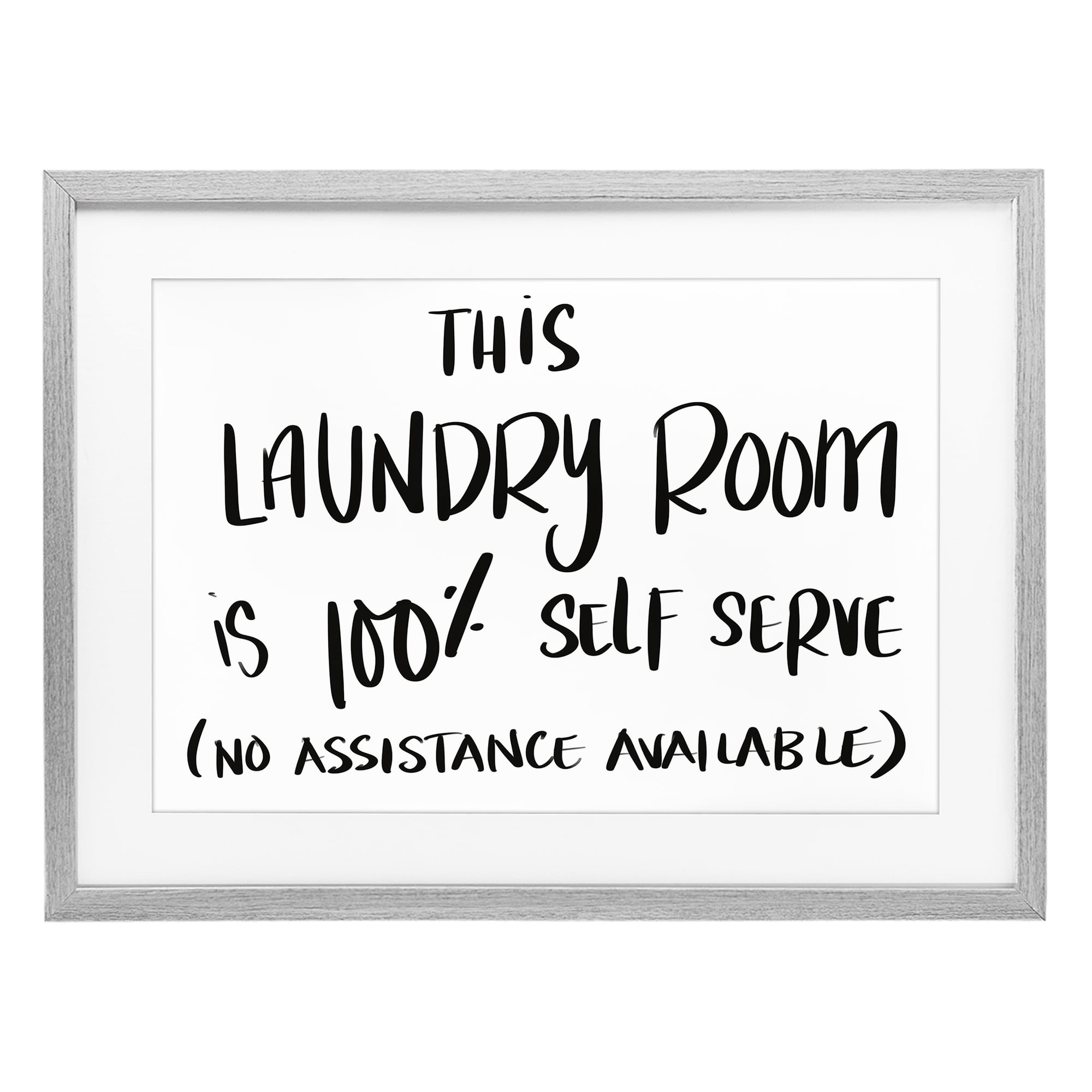 Stupell Industries Self Serve Laundry No Assistance Gray Framed Print Under Glass, design by SD Graphics Studio