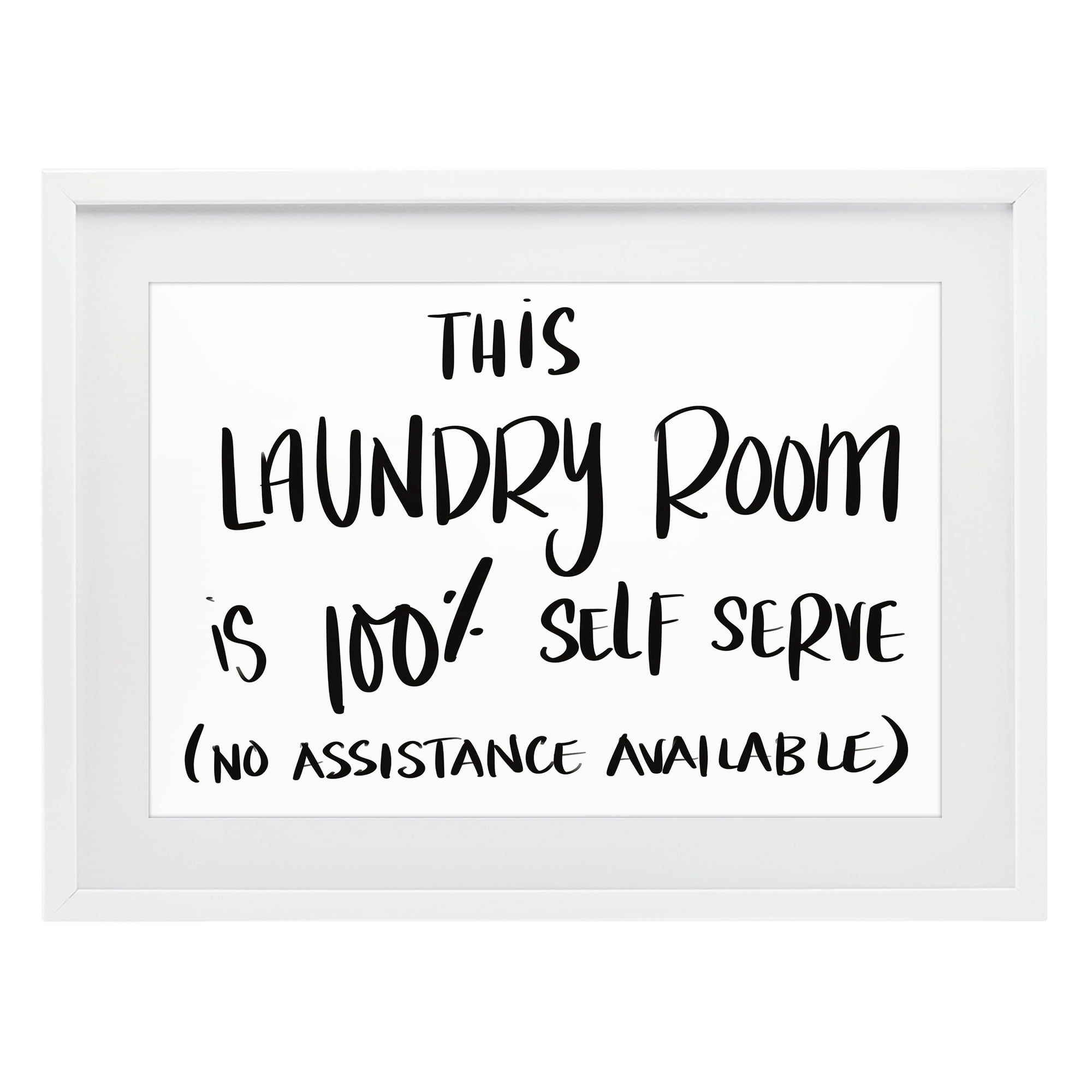 Stupell Industries Self Serve Laundry No Assistance White Framed Print Under Glass, design by SD Graphics Studio