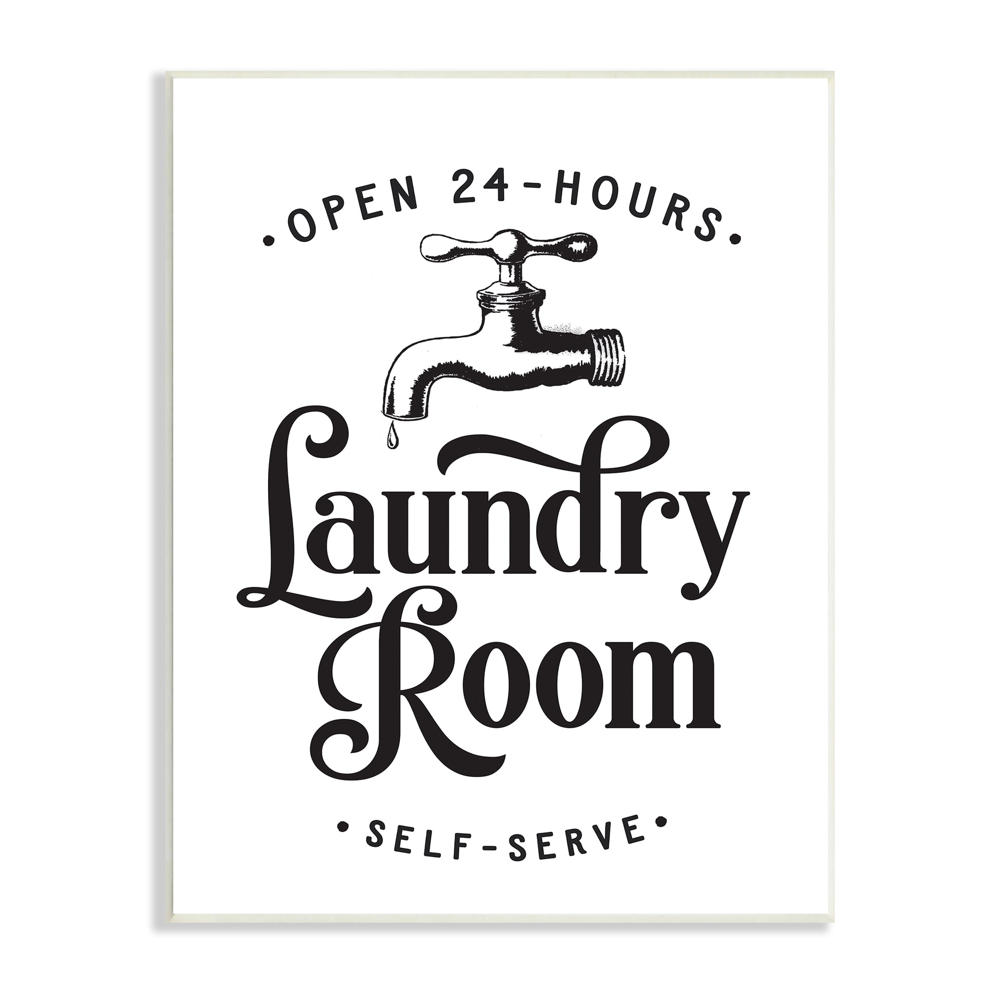 Stupell Industries Self-Serve Laundry Room Sign Vintage Faucette Drip, 10 x 15, Designed by Lettered and Lined