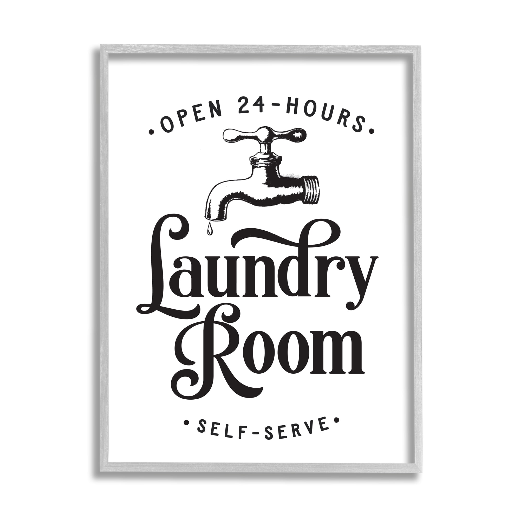 Stupell Industries Self-Serve Laundry Room Sign Vintage Faucette Drip, 11 x 14, Designed by Lettered and Lined