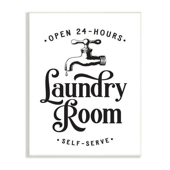 Stupell Industries Self-Serve Laundry Room Sign Vintage Faucette Drip, 13 x 19, Designed by Lettered and Lined