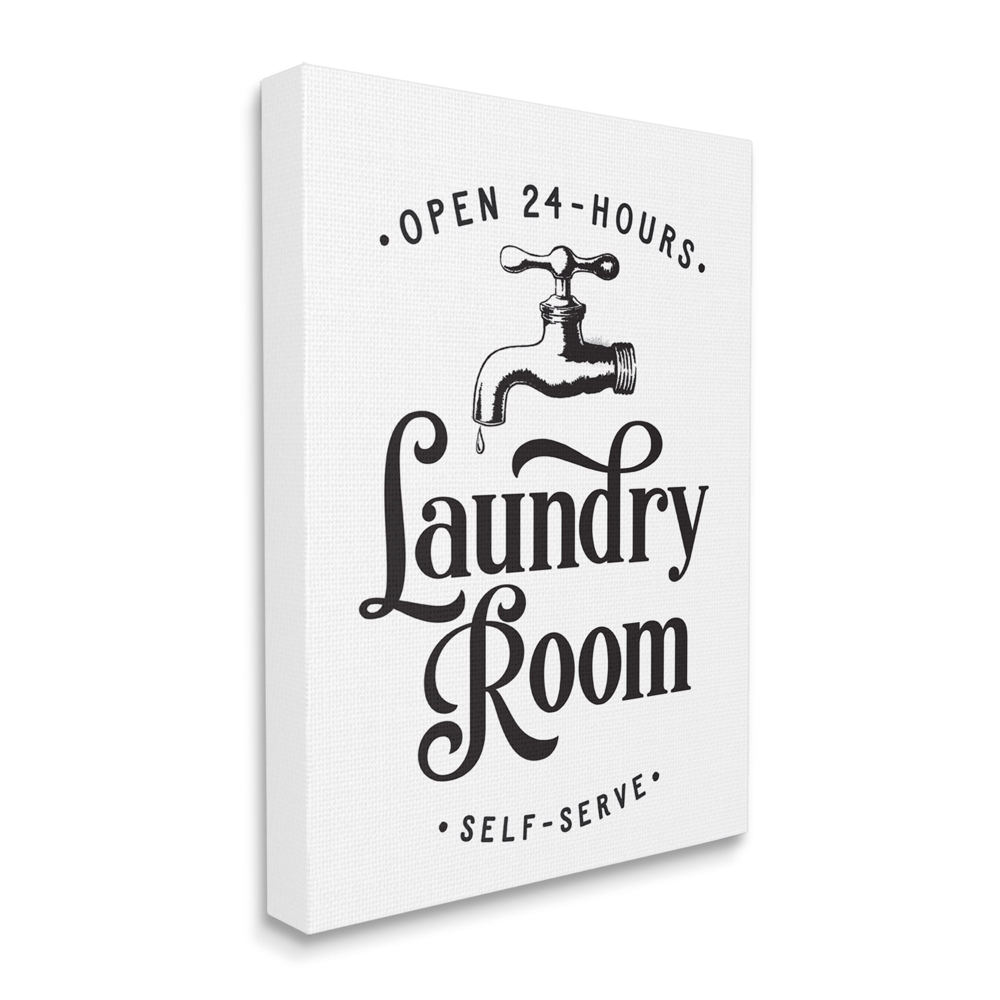 Stupell Industries Self-Serve Laundry Room Sign Vintage Faucette Drip Country Painting Gallery-Wrapped Canvas Print Wall Art, 24 x 30, Design by Lettered and Lined