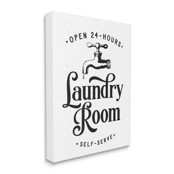 Stupell Industries Self-Serve Laundry Room Sign Vintage Faucette Drip Country Painting Gallery-Wrapped Canvas Print Wall Art, 24 x 30, Design by Lettered and Lined