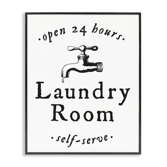 Stupell Industries Self Serve Laundry Typography Painting Black Framed Art Print Wall Art, 11 x 14