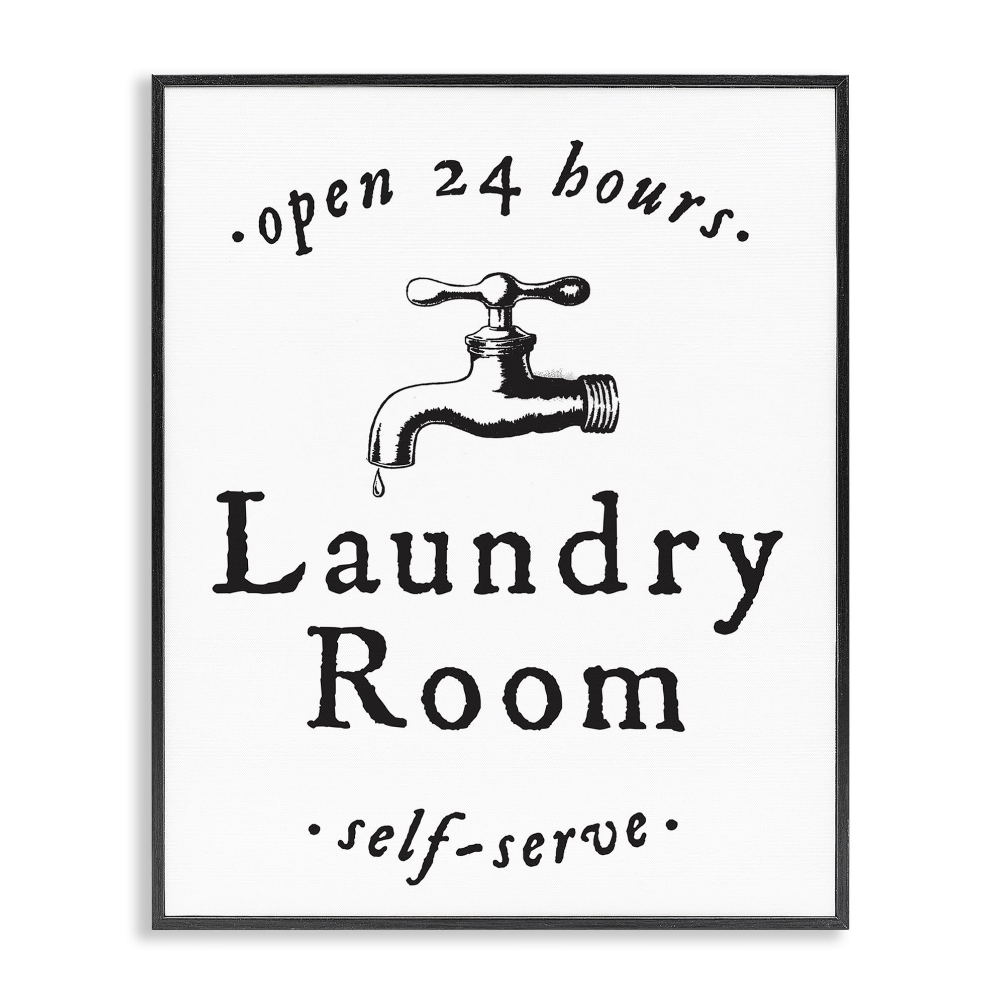 Stupell Industries Self Serve Laundry Typography Painting Black Framed Art Print Wall Art, 24 x 30