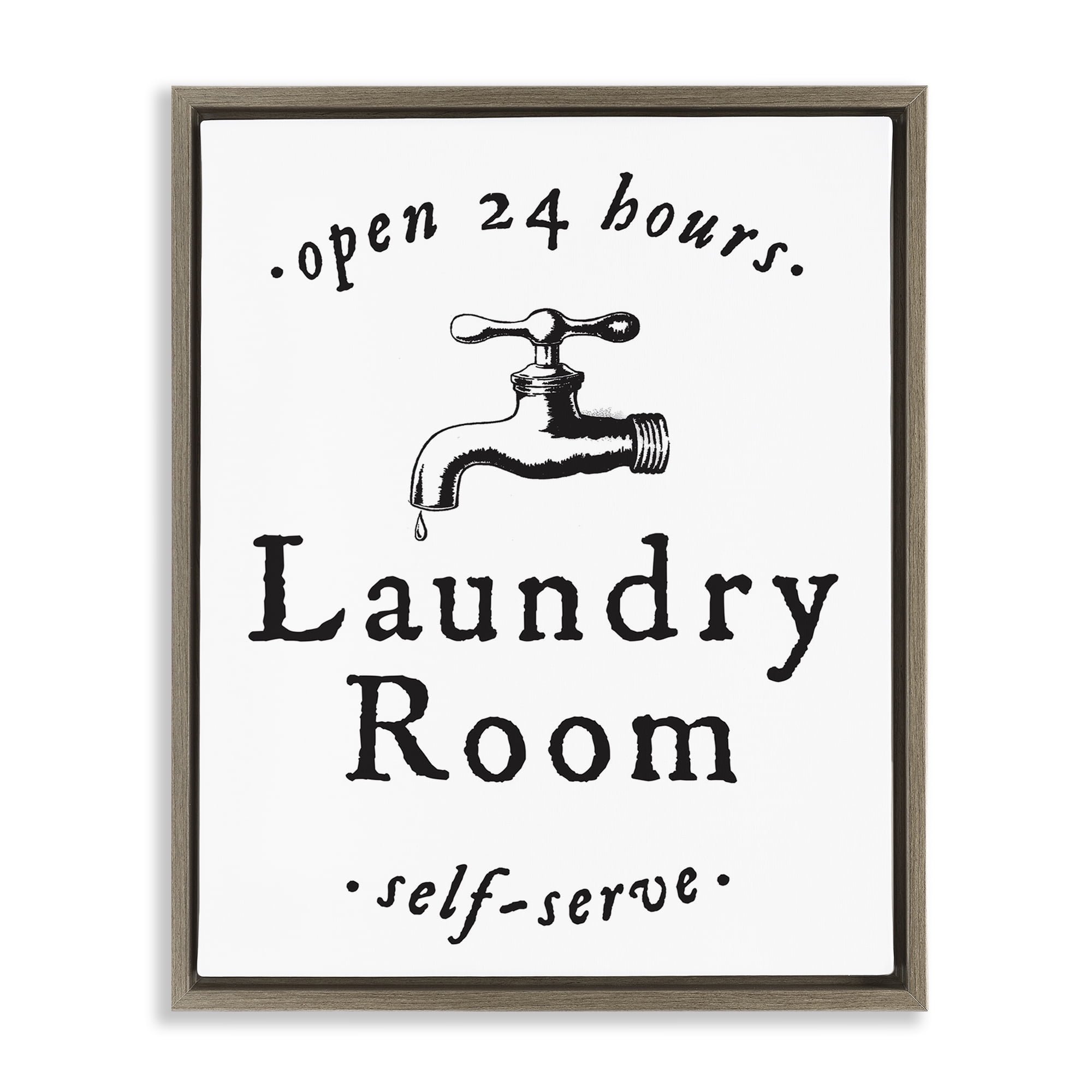 Stupell Industries Self Serve Laundry Typography Painting Brown Floater Framed Art Print Wall Art, 25 x 31