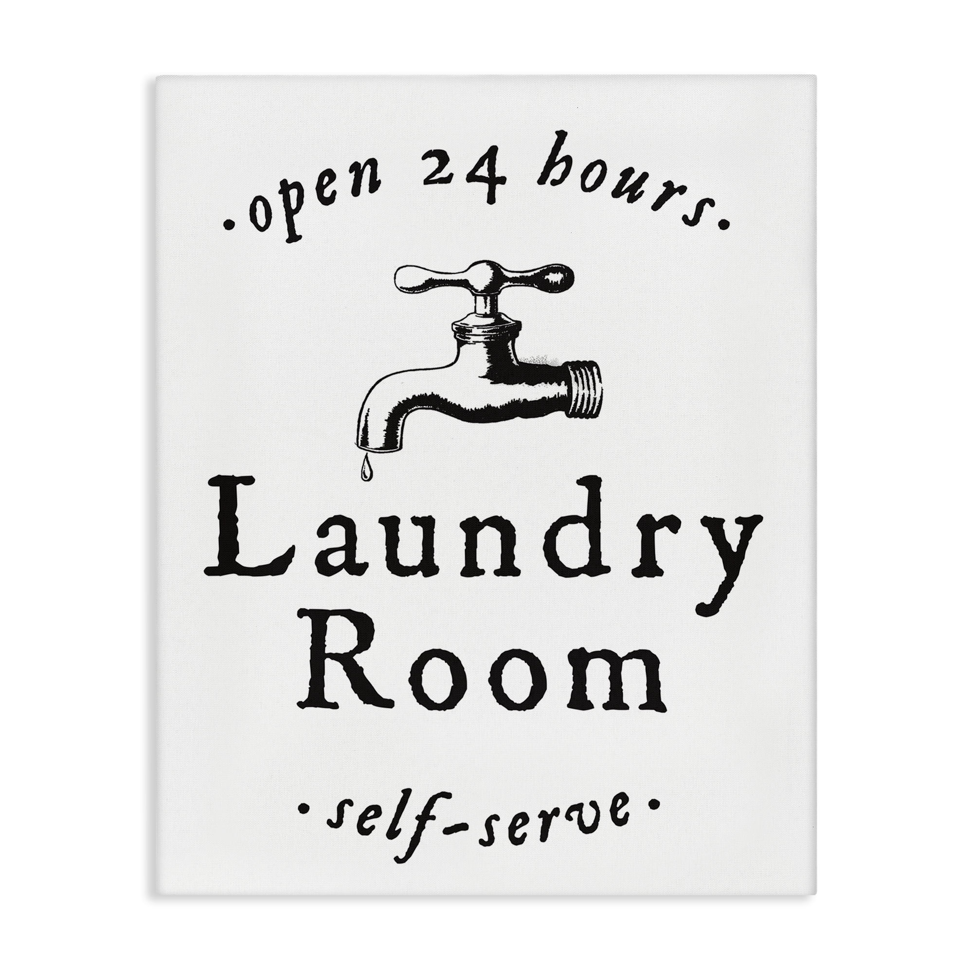 Stupell Industries Self Serve Laundry Typography Painting Gallery Wrapped Canvas Art Print Wall Art, 24 x 30