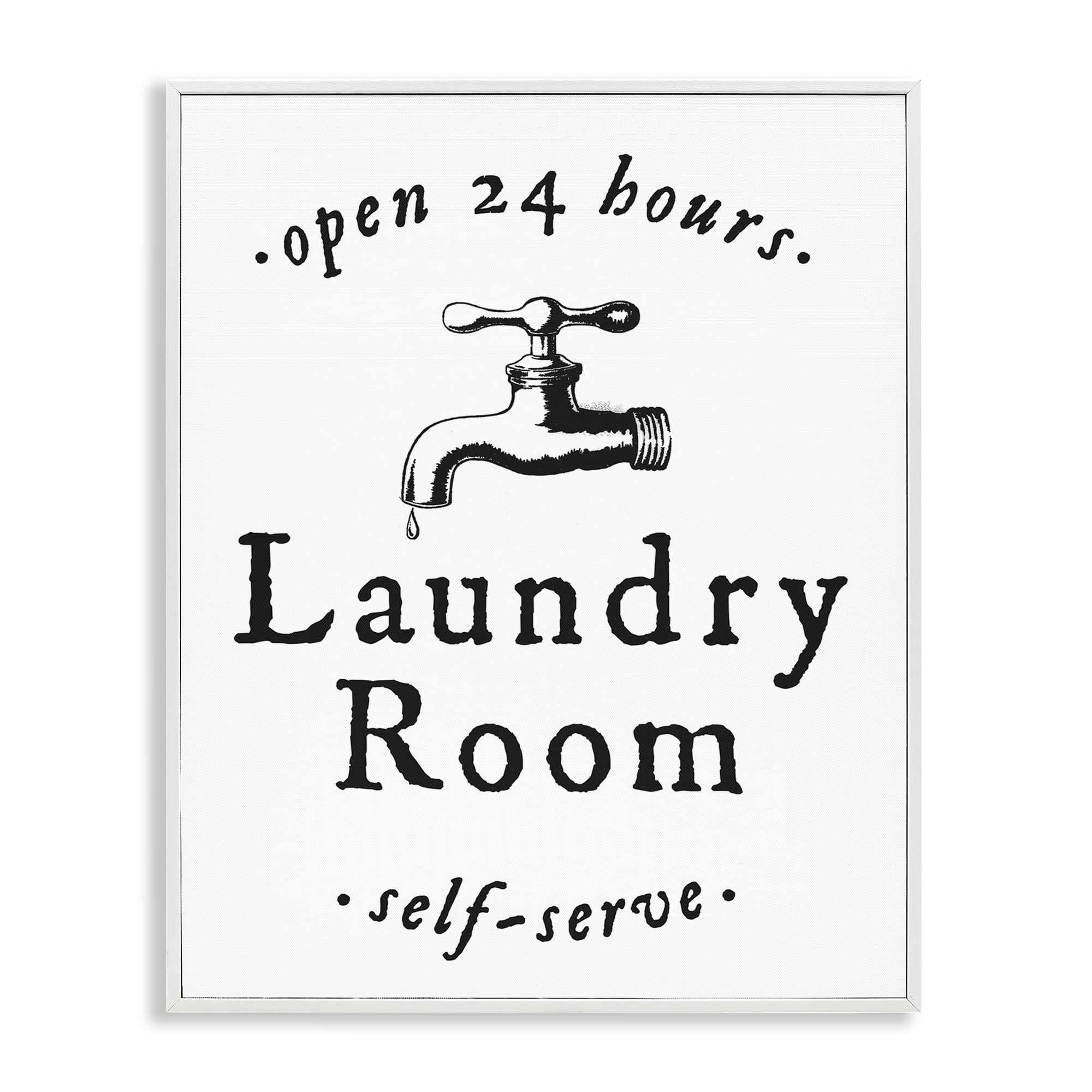 Stupell Industries Self Serve Laundry Typography Painting White Framed Art Print Wall Art, 11 x 14